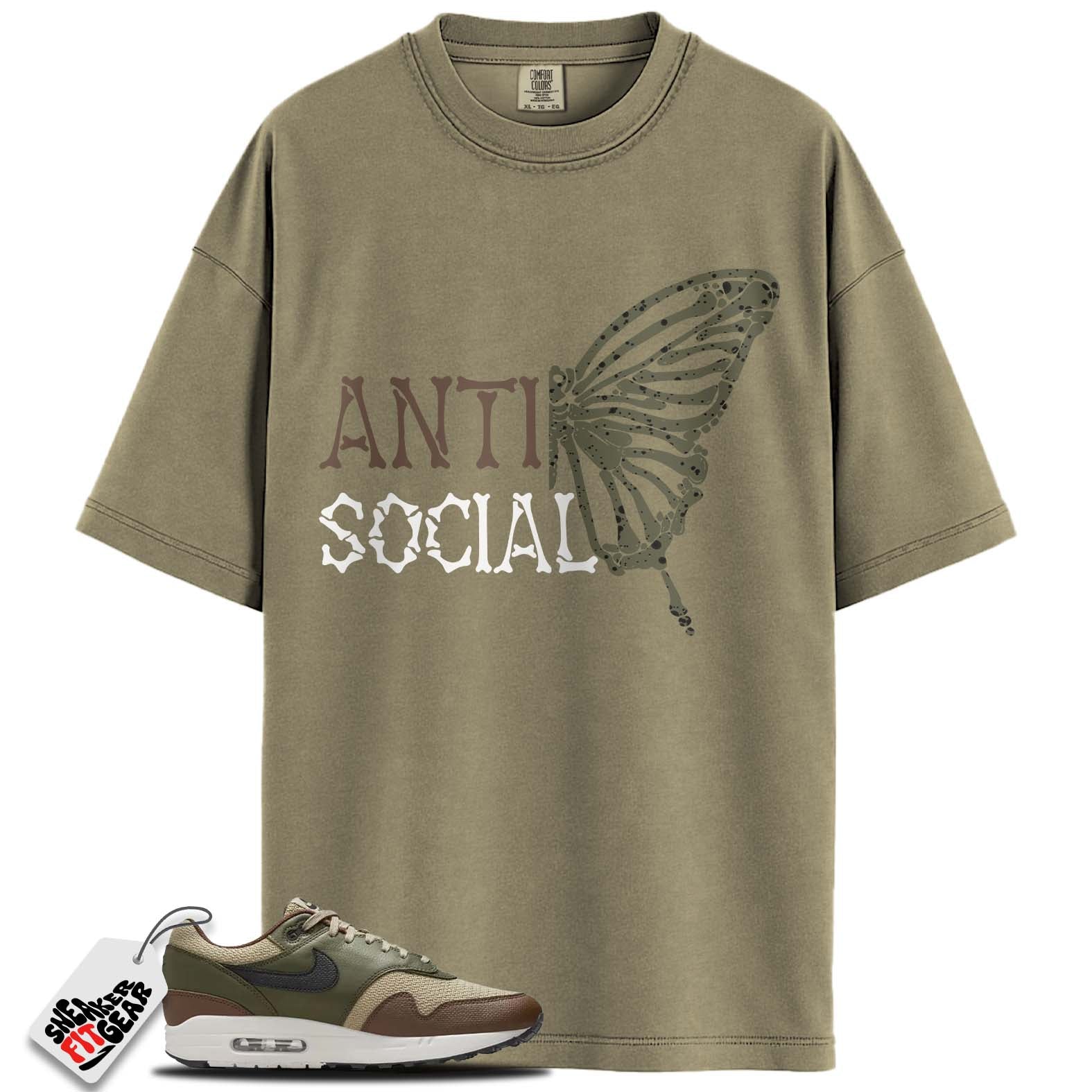 Air Max 1 Essential PRM Neutral Olive Cacao Wow Match Shirts, ANTI SOCIAL To Match Air Max 1 Essential PRM Neutral Olive Cacao Wow