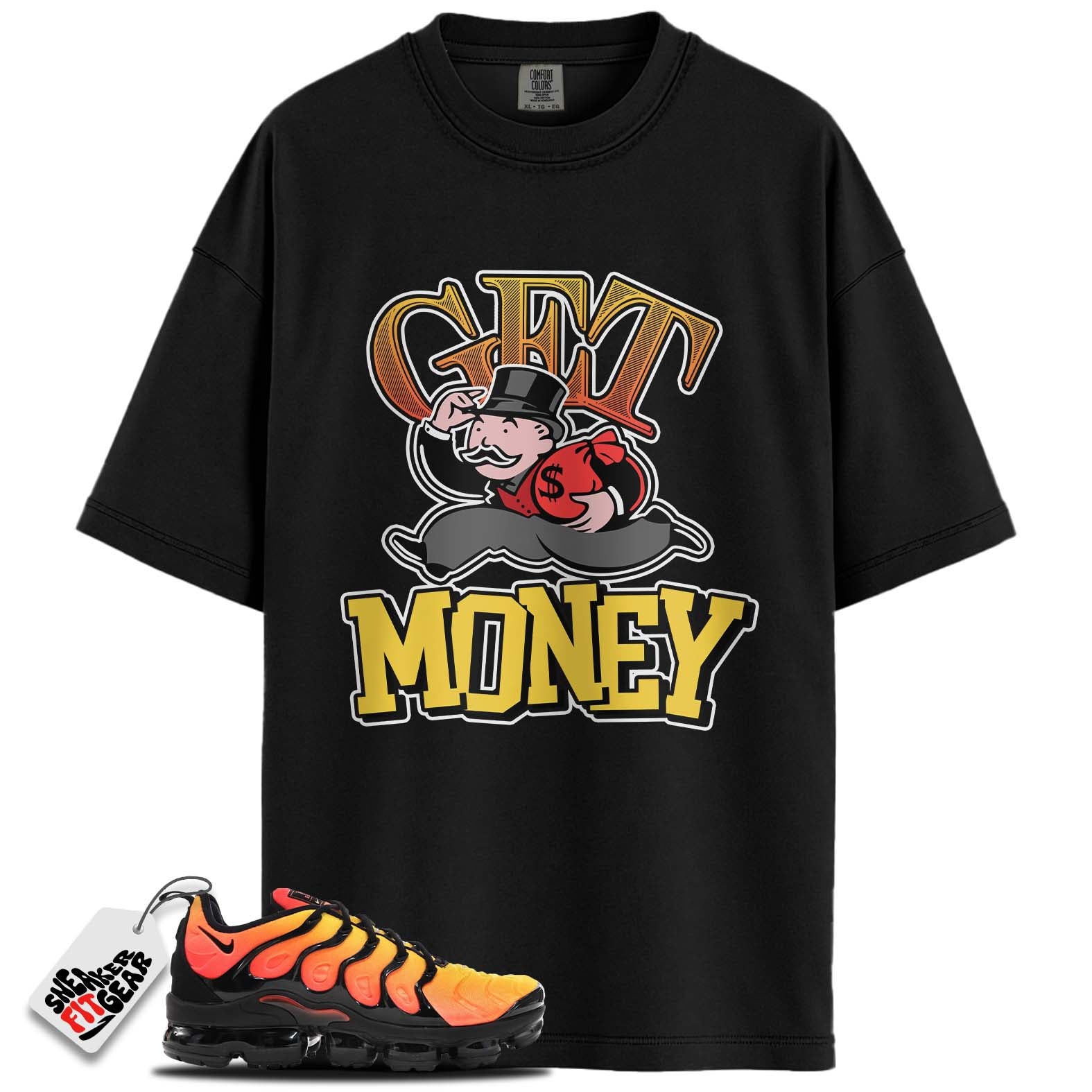 Air VaporMax Plus Black Orange Crimson Match Shirts, GET MONEY To Match Air VaporMax Plus Black Orange Crimson