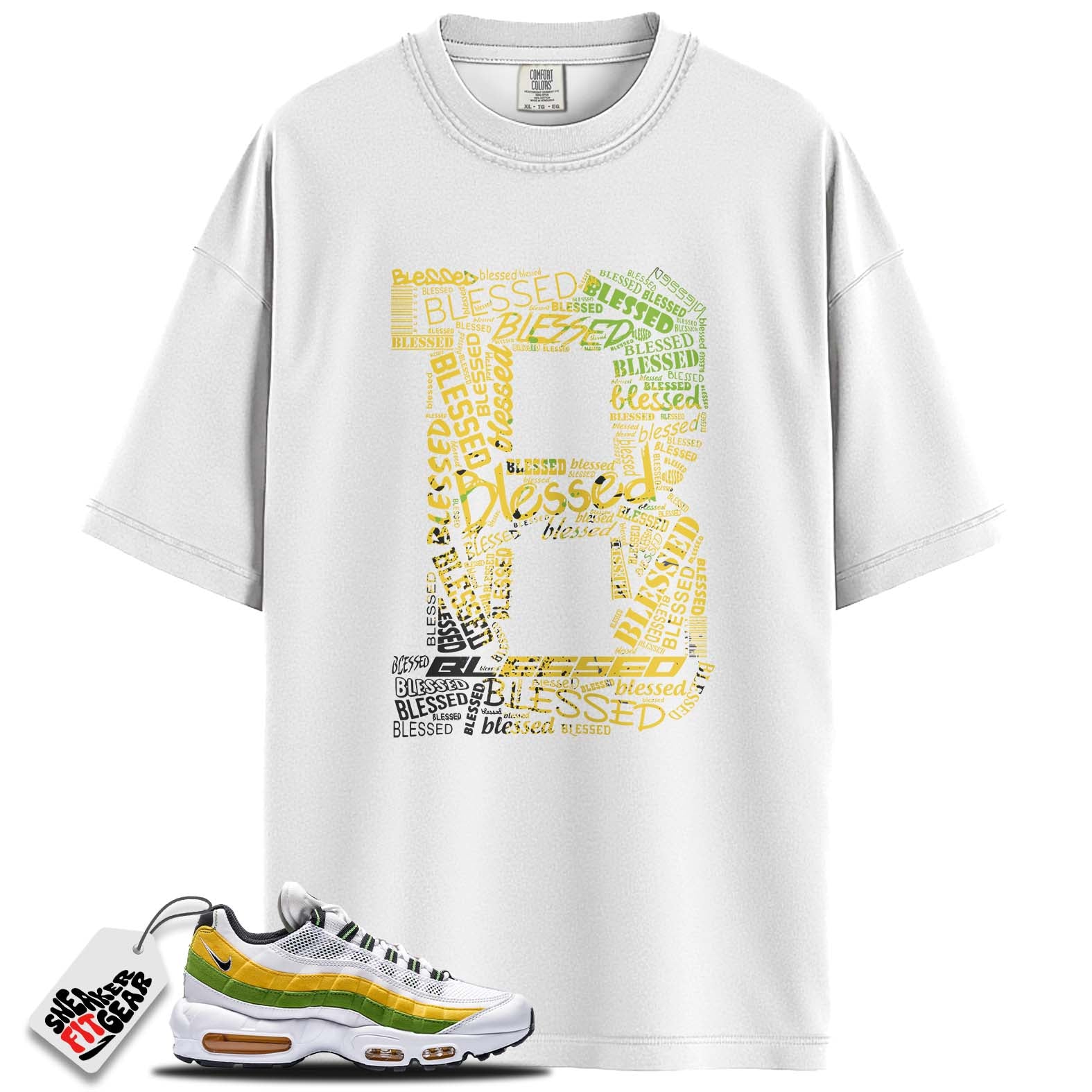 Air Max 95 Essential White Green Apple Tour Yellow Match Shirts, BIG BLESSED To Match Air Max 95 Essential White Green Apple Tour Yellow Main image