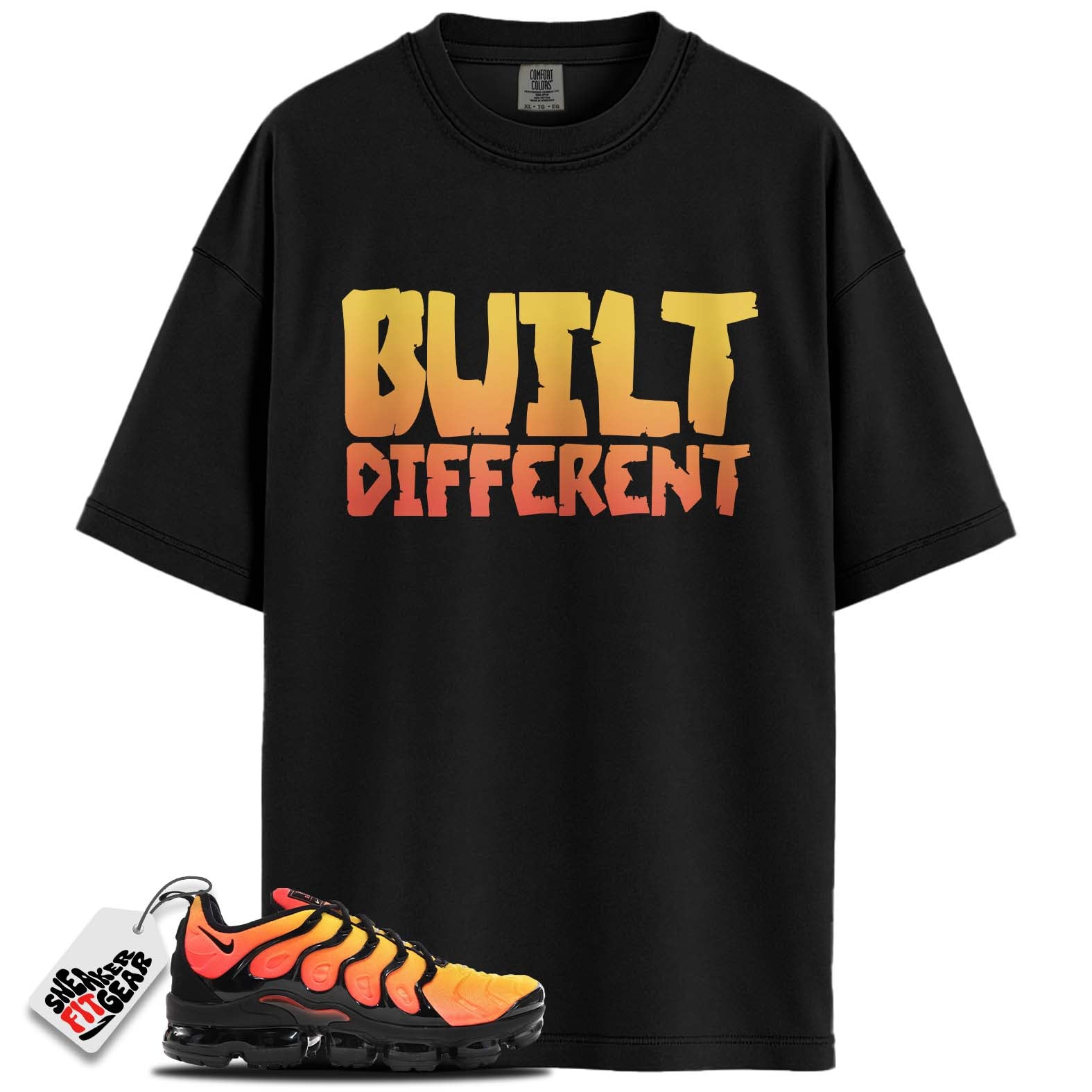 Air VaporMax Plus Black Orange Crimson Match Shirts, BUILT DIFFERENT To Match Air VaporMax Plus Black Orange Crimson