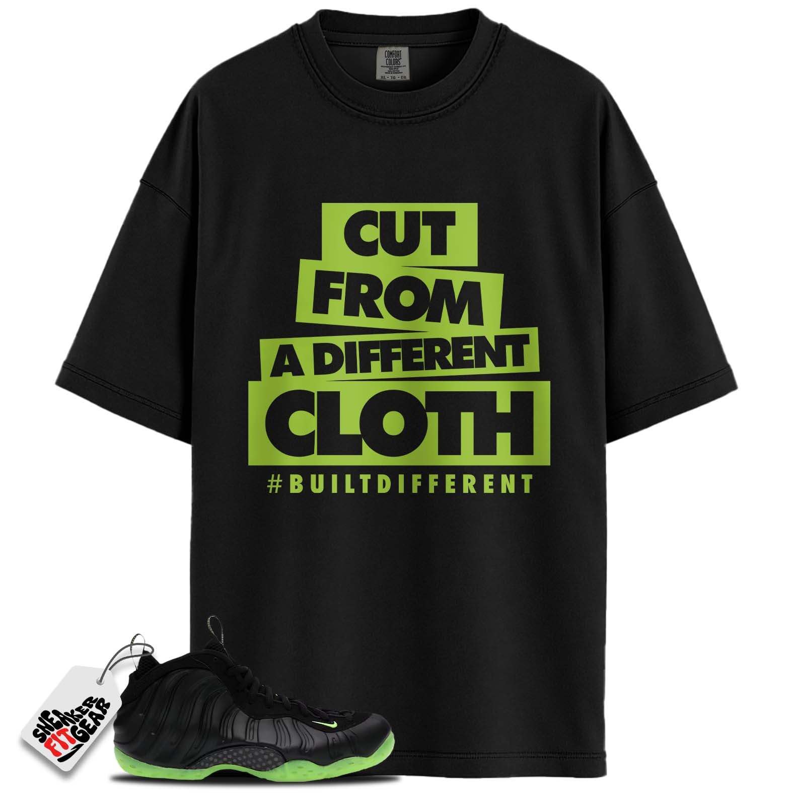 Air Foamposite One Black Volt Match Shirts, #BUILTDIFFERENTShirts To Match Air Foamposite One Black Volt Main image