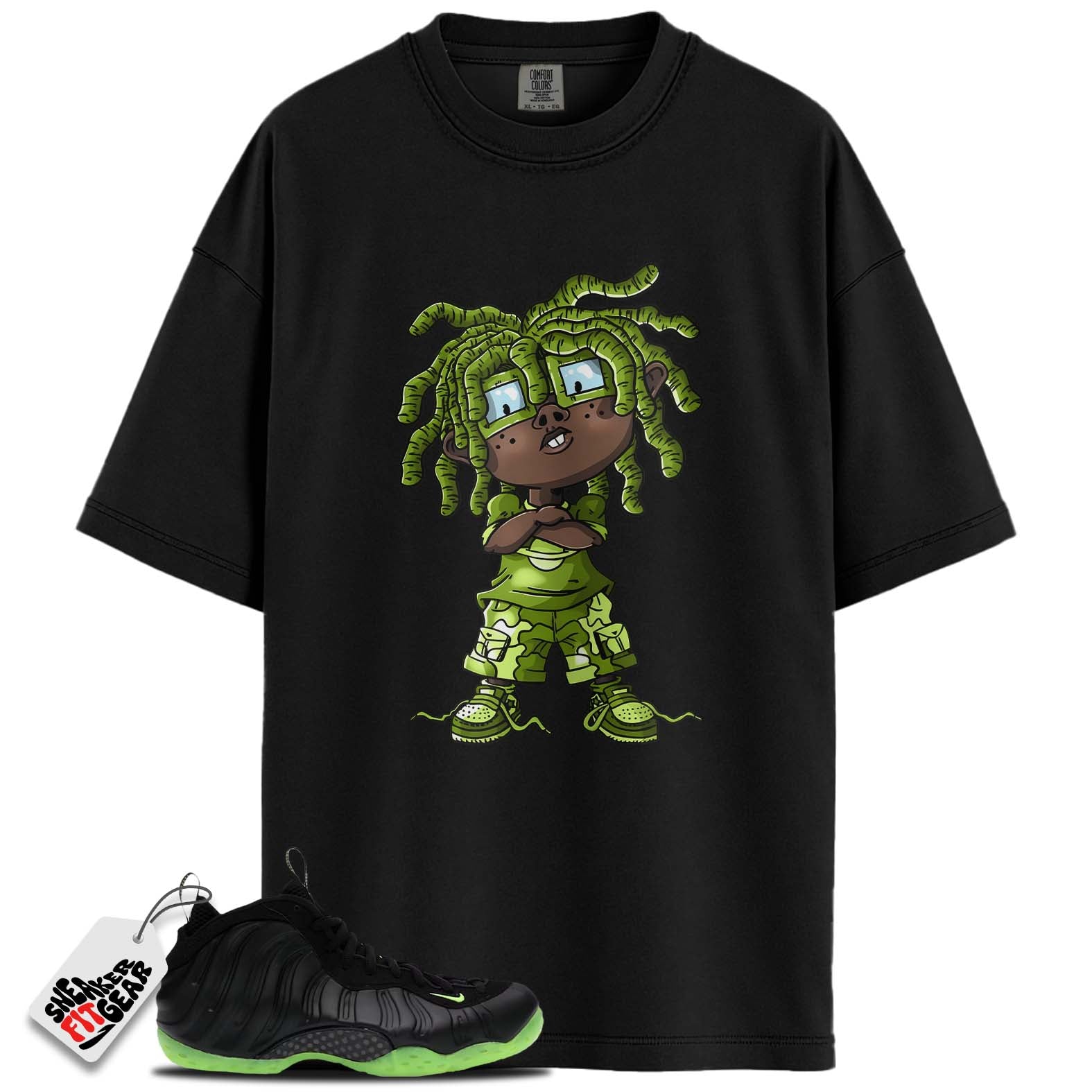 Air Foamposite One Black Volt Match Shirts, LITTLE GREENShirts To Match  Air Foamposite One Black Volt