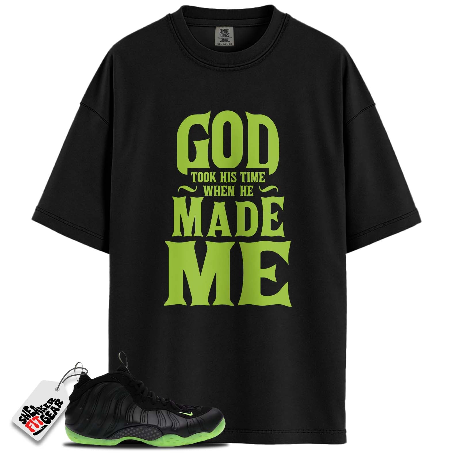 Air Foamposite One Black Volt Match Shirts, GOD MADE MEShirts To Match  Air Foamposite One Black Volt Main image