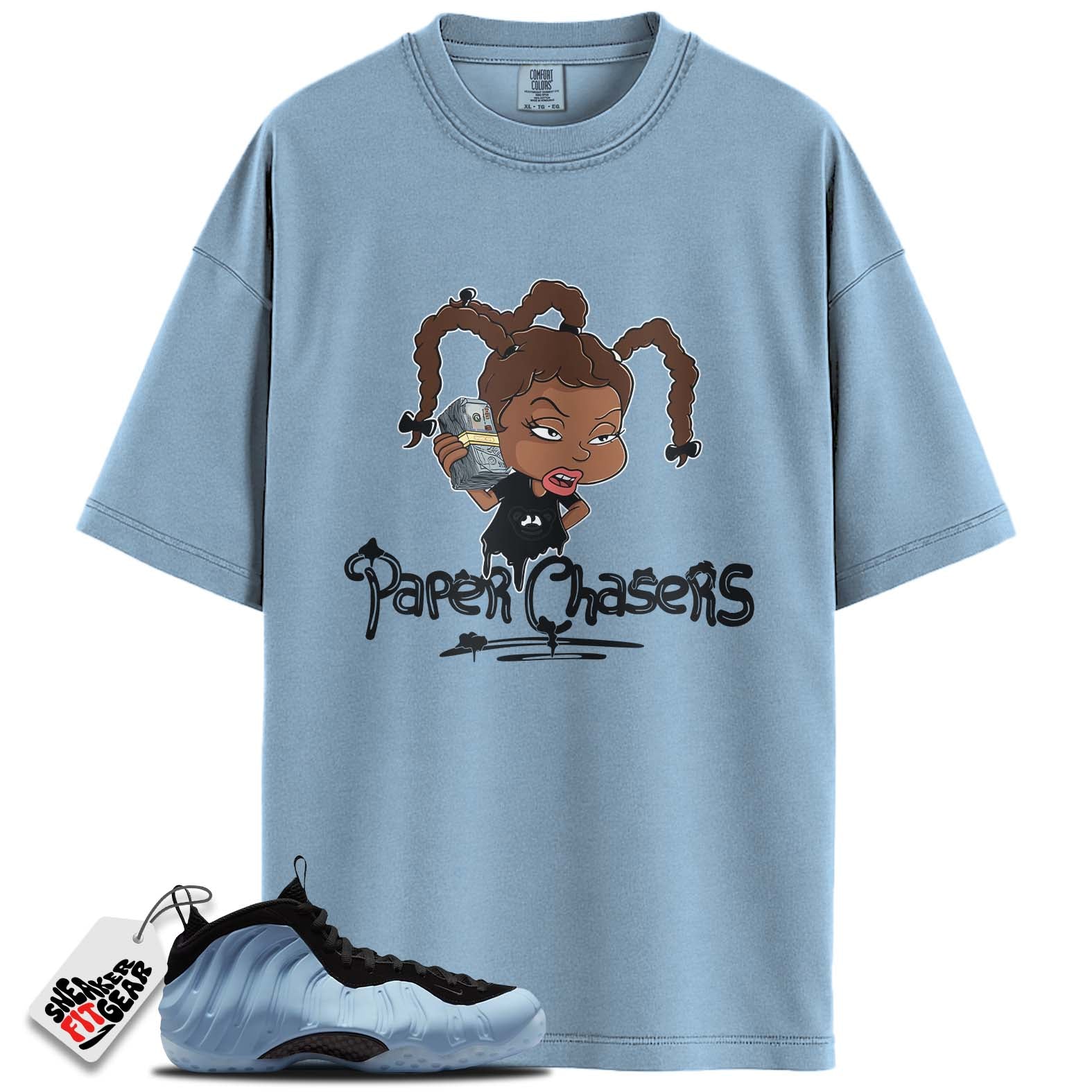 Air Foamposite One Psychic Blue Match Shirts, PAPER CHASERSShirts To Match Air Foamposite One Psychic Blue Main image