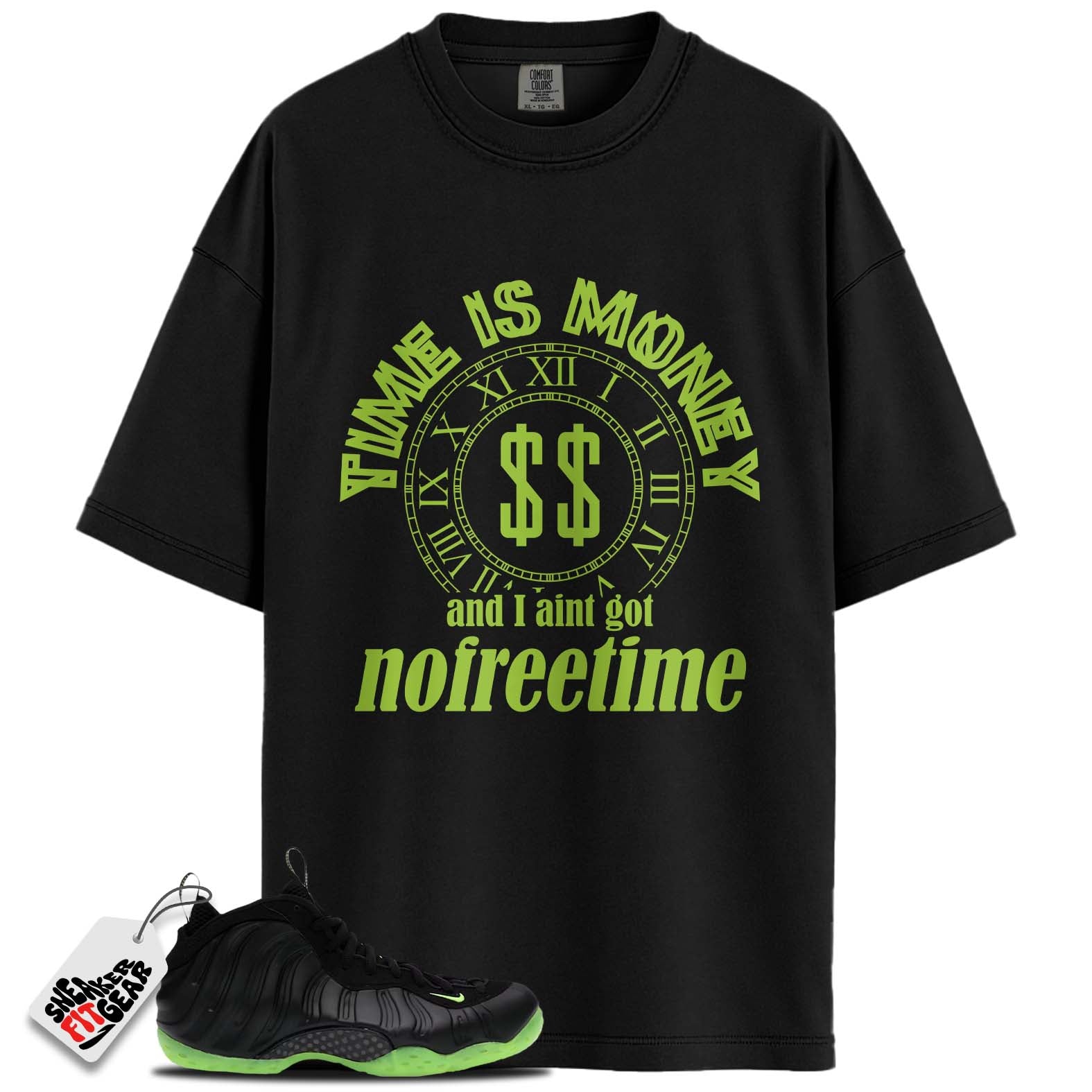 Air Foamposite One Black Volt Match Shirts, TIME IS MONEYShirts To Match Air Foamposite One Black Volt Main image