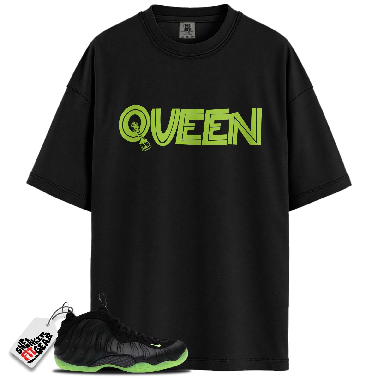 Air Foamposite One Black Volt Match Shirts, QUEENShirts To Match  Air Foamposite One Black Volt Main image