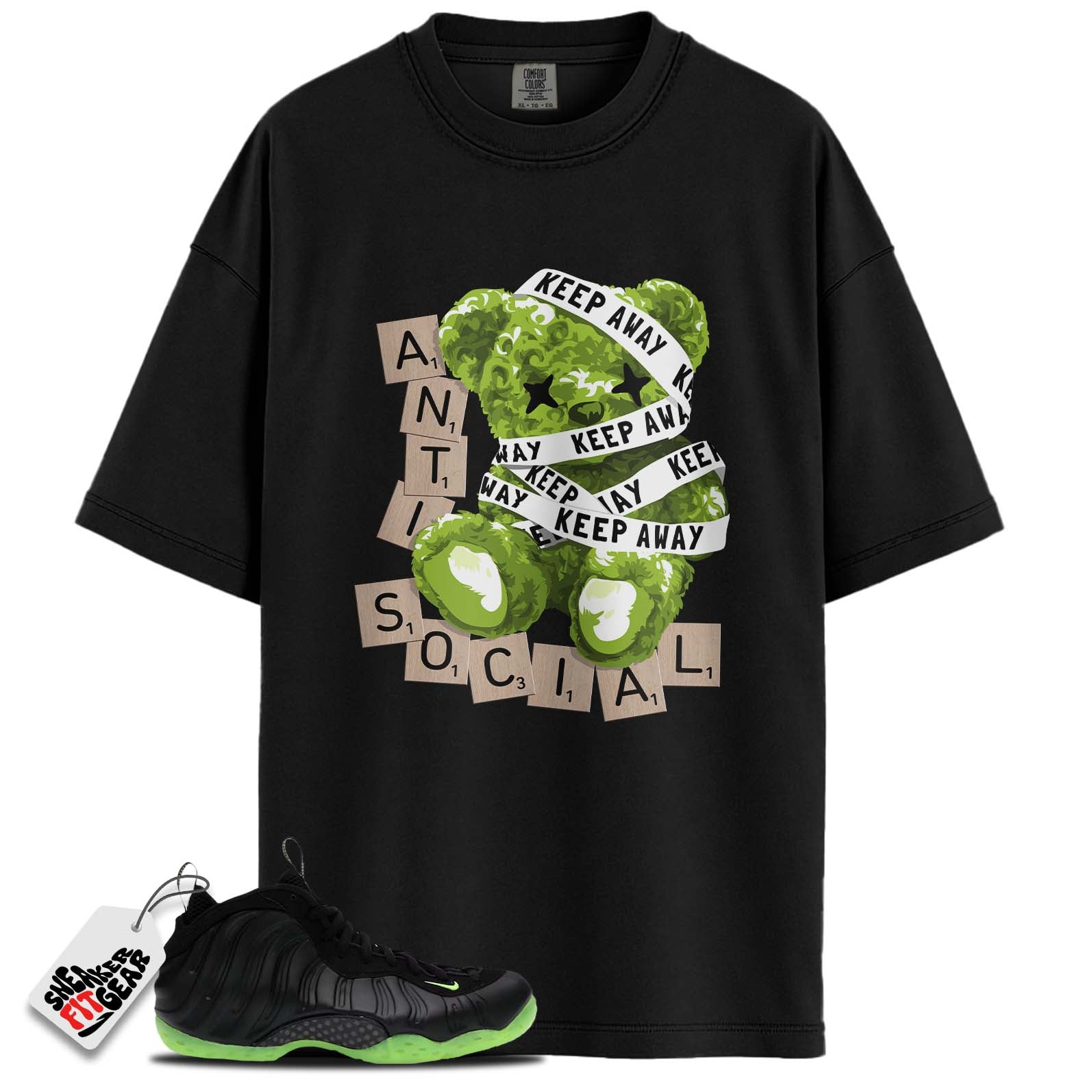 Air Foamposite One Black Volt Match Shirts, ANTI SOCIAL BEARShirts To Match Air Foamposite One Black Volt Main image