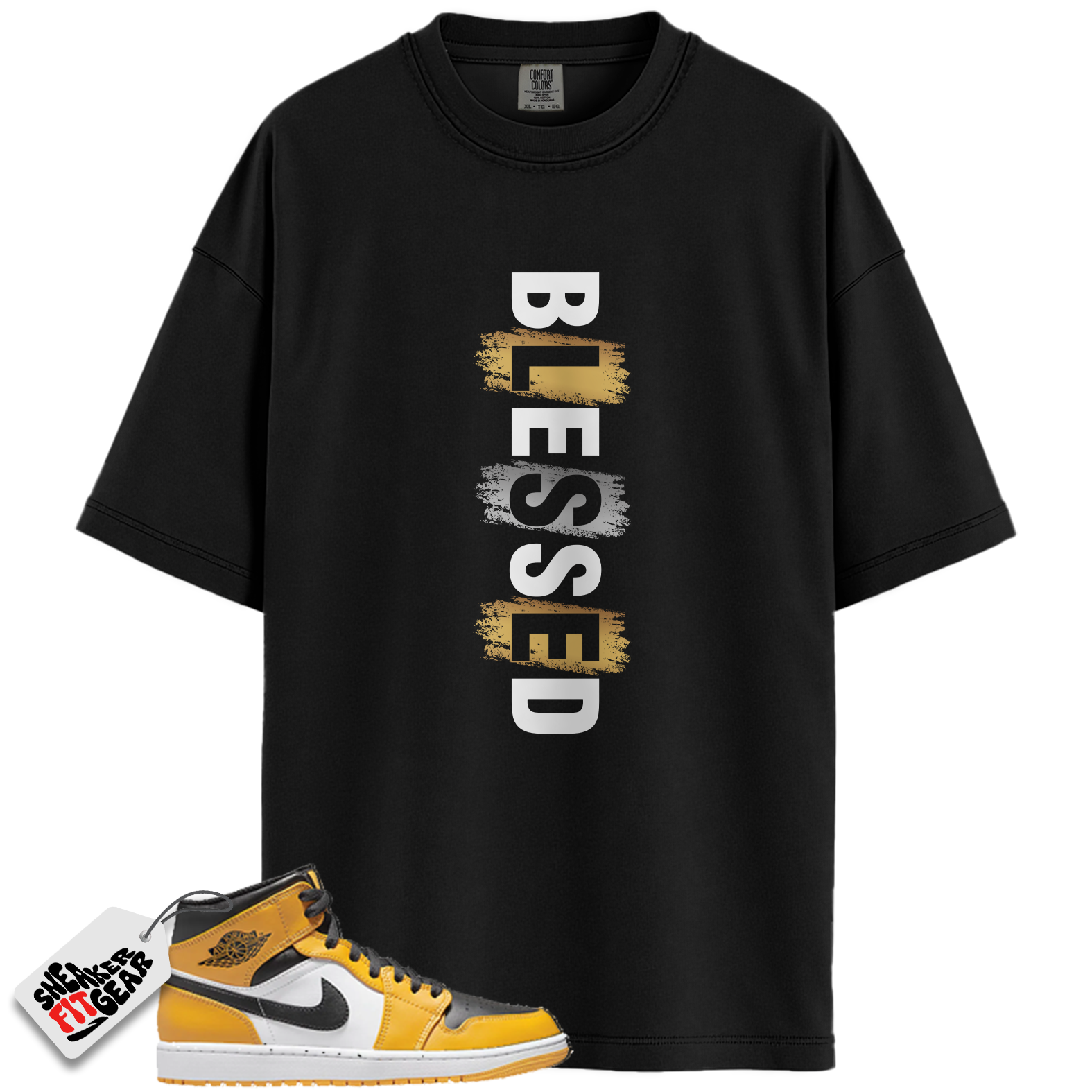 Jordan 1 Retro High OG Yellow Toe Taxi Match Shirts, Blessed Tee To Match  Jordan 1 Retro High OG Yellow Toe Taxi Main image