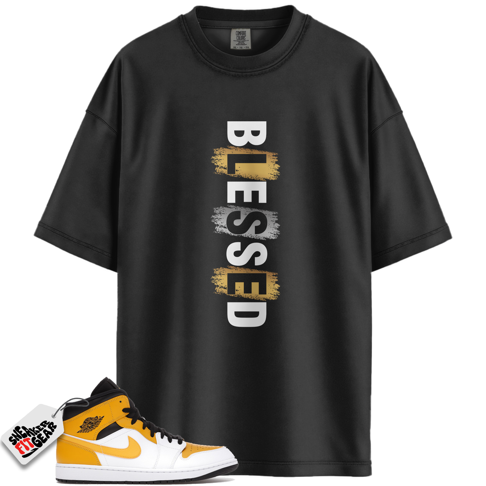 Jordan 1 Mid University Gold Match Shirts, Blessed Tee To Match Jordan 1 Mid University Gold Main image