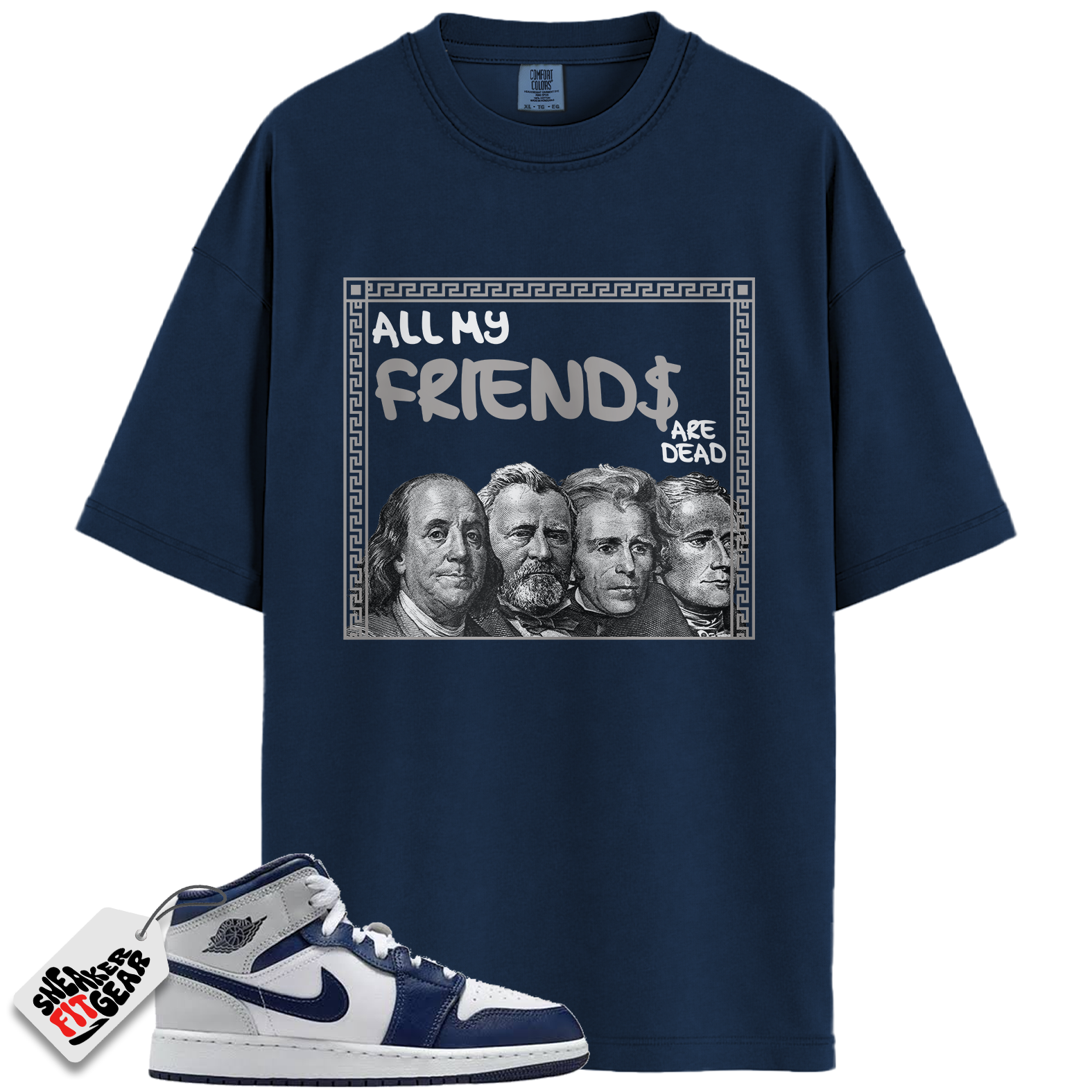 Jordan 1 Mid GS Light Smoke Grey Obsidian Match Shirts, All My Friends To Match Jordan 1 Mid GS Light Smoke Grey Obsidian Main image