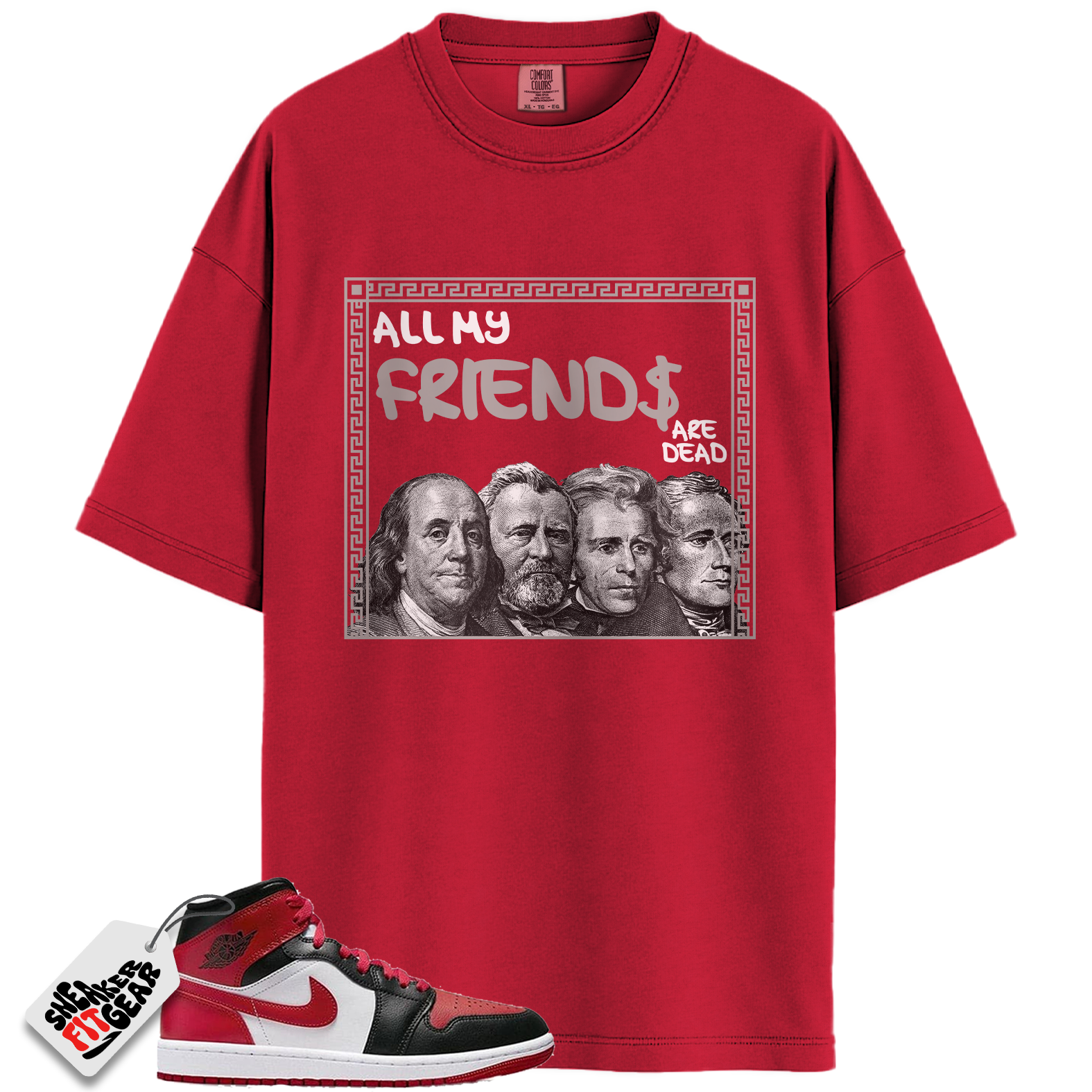 Jordan 1 Mid Alternate Bred Toe Match Shirts, All My Friends To Match  Jordan 1 Mid Alternate Bred Toe Main image