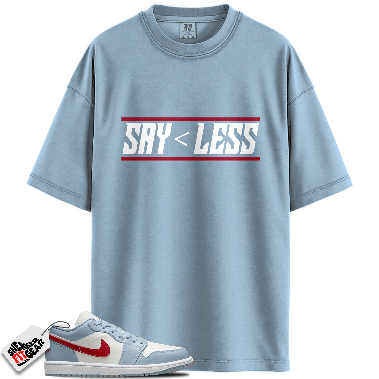 Jordan 1 Low Blue Whisper Dune Red Match Shirts, Say < Less To Match Jordan 1 Low Blue Whisper Dune Red Main image