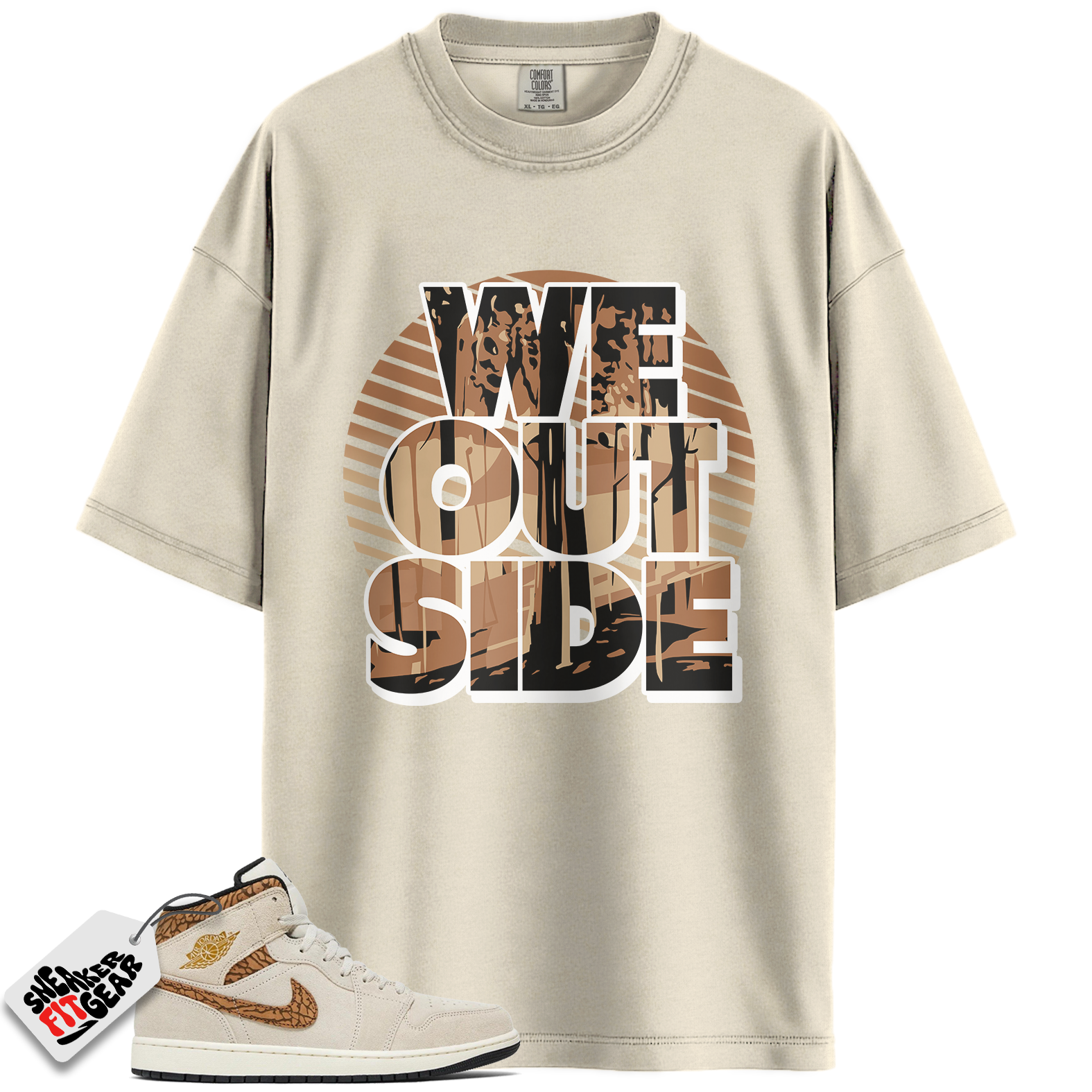 Jordan 1 Mid SE Brown Elephant Match Shirts, We Outside To Match Jordan 1 Mid SE Brown Elephant