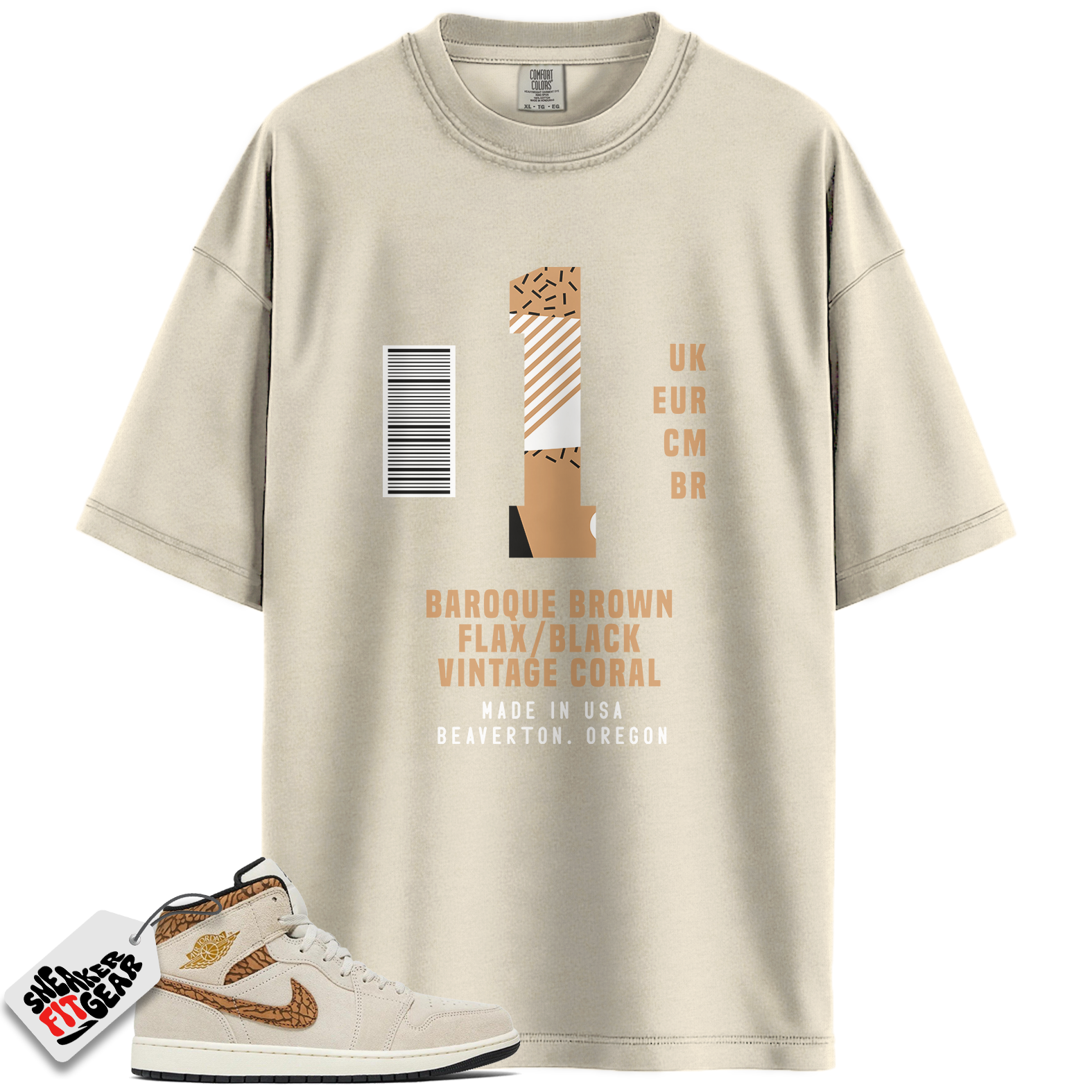 Jordan 1 Mid SE Brown Elephant Match Shirts, Sneaker Label Shirt Brown To Match Jordan 1 Mid SE Brown Elephant
