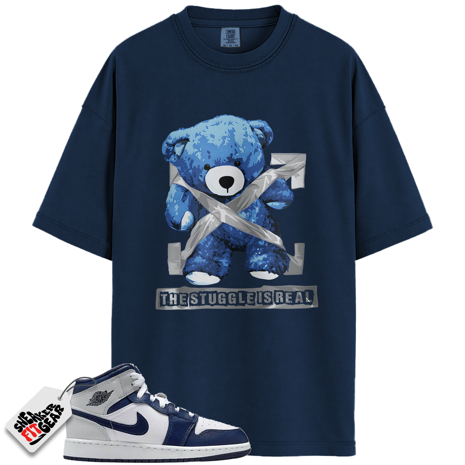 Jordan 1 Mid GS Light Smoke Grey Obsidian Match Shirts, The Stuggle Is Real To Match Jordan 1 Mid GS Light Smoke Grey Obsidian