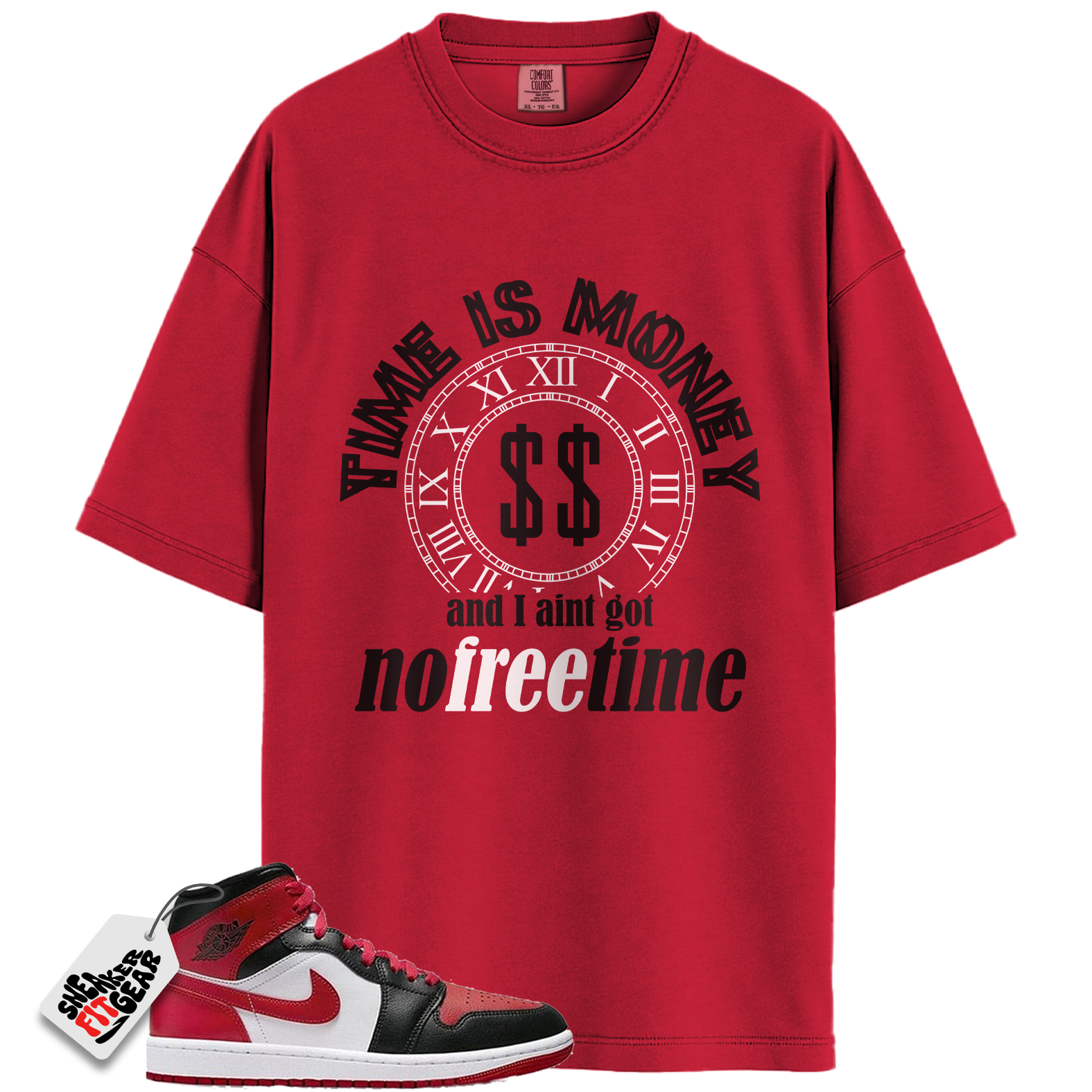 Jordan 1 Mid Alternate Bred Toe Match Shirts, Free Time Shirt To Match  Jordan 1 Mid Alternate Bred Toe