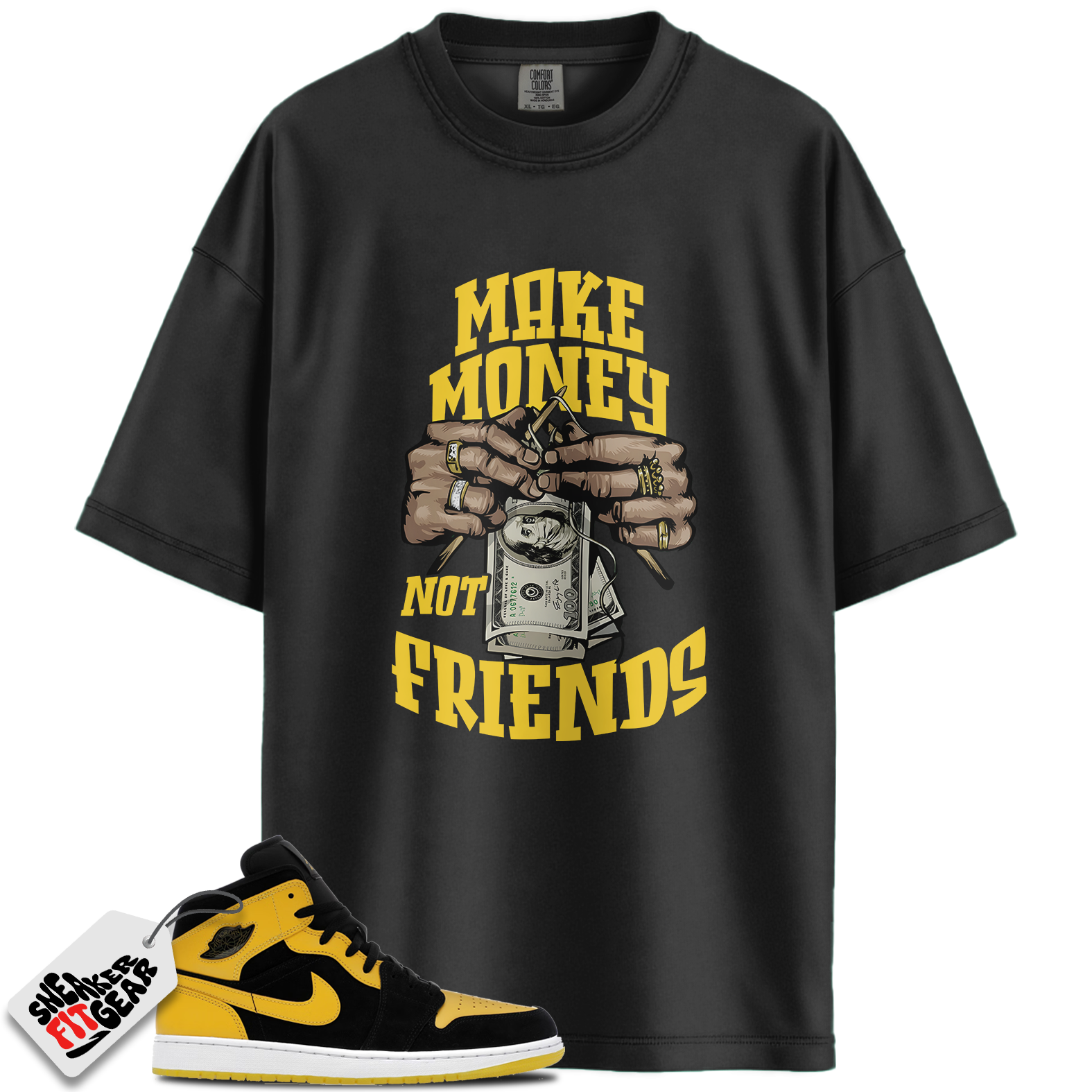 Jordan 1 Mid New Love (2025) Match Shirts, Make Money Not Friends To Match Jordan 1 Mid New Love (2025)
