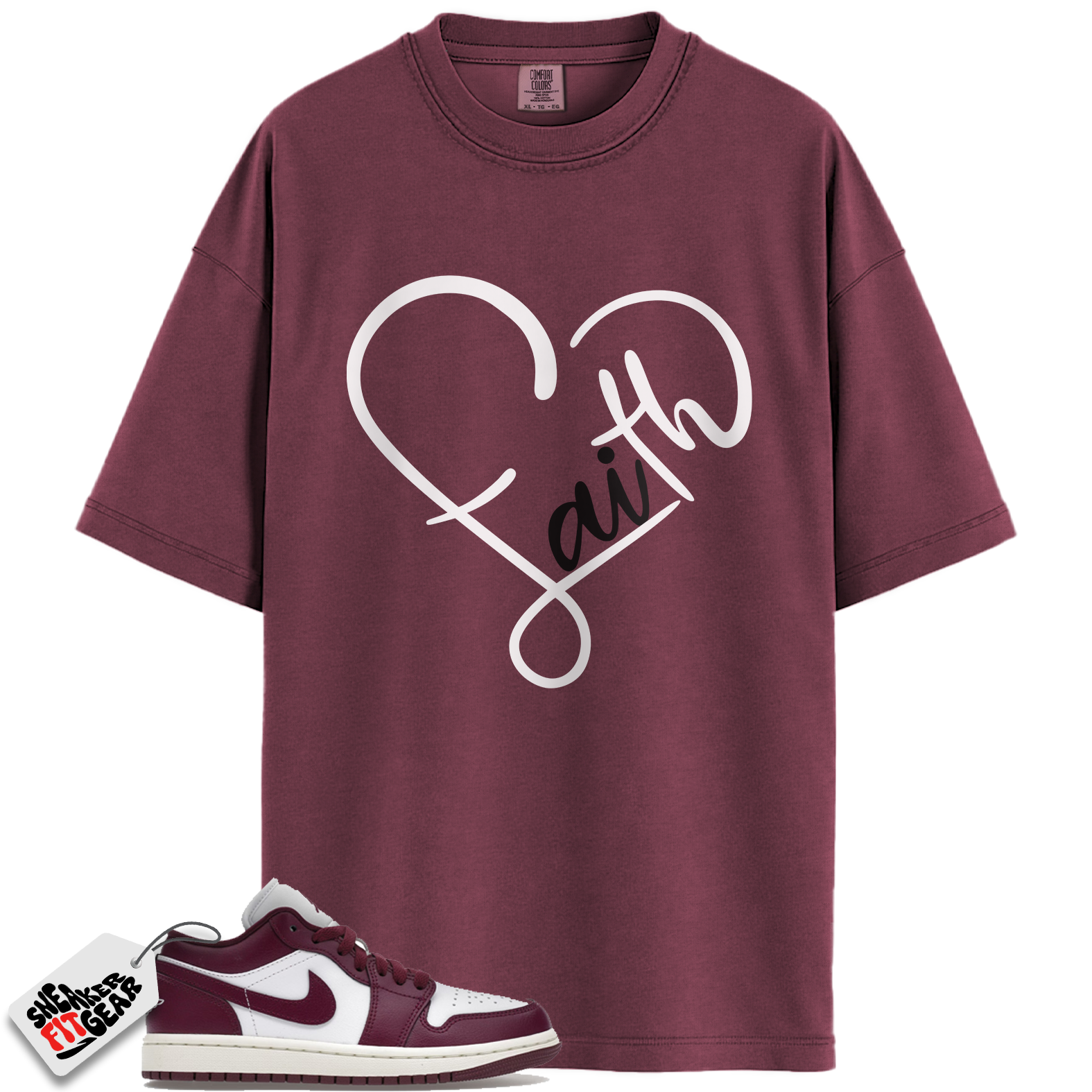 Jordan 1 Low Bordeaux Match Shirts, FAITH To Match Jordan 1 Low Bordeaux
