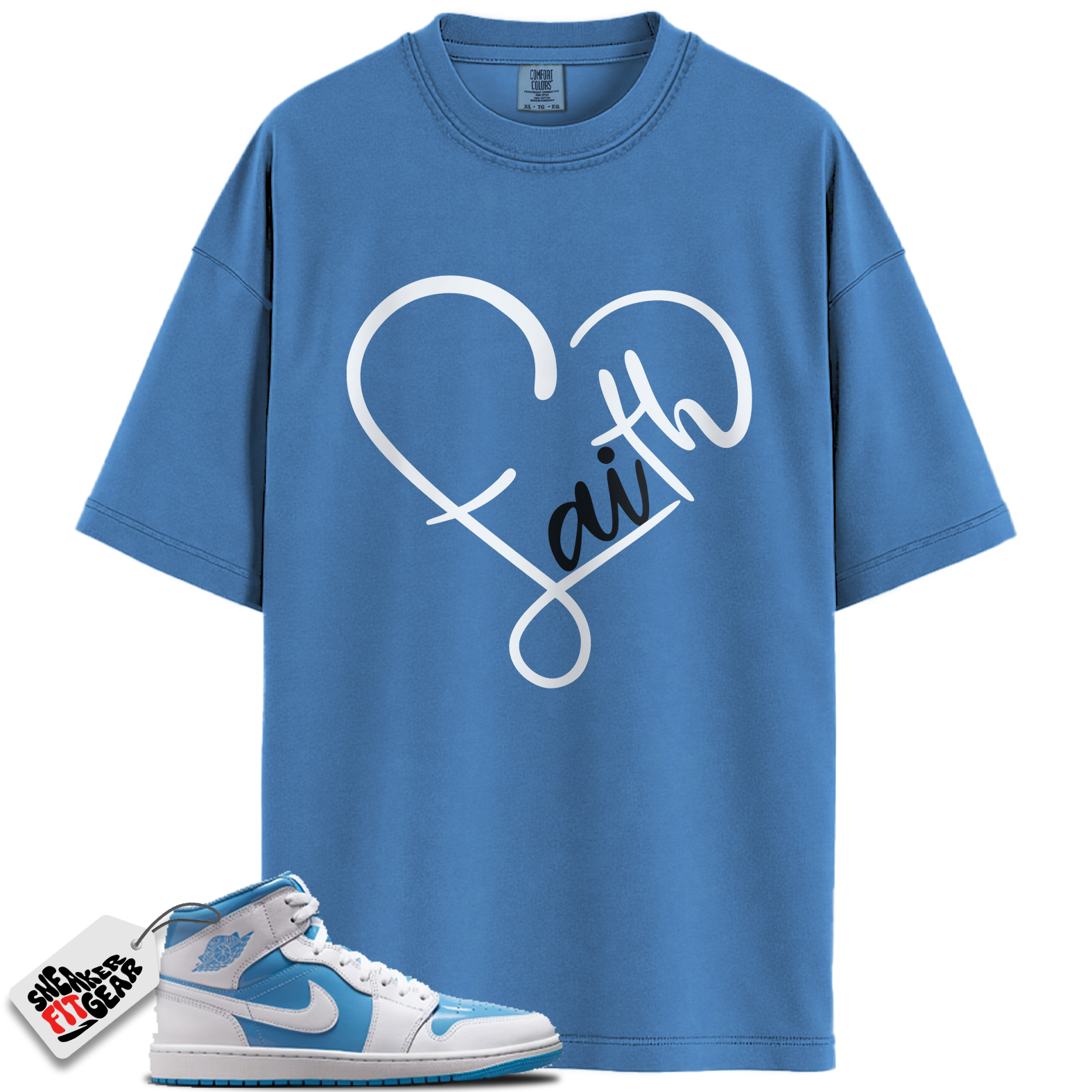 Jordan 1 Mid Legend Blue Match Shirts, FAITH To Match Jordan 1 Mid Legend Blue