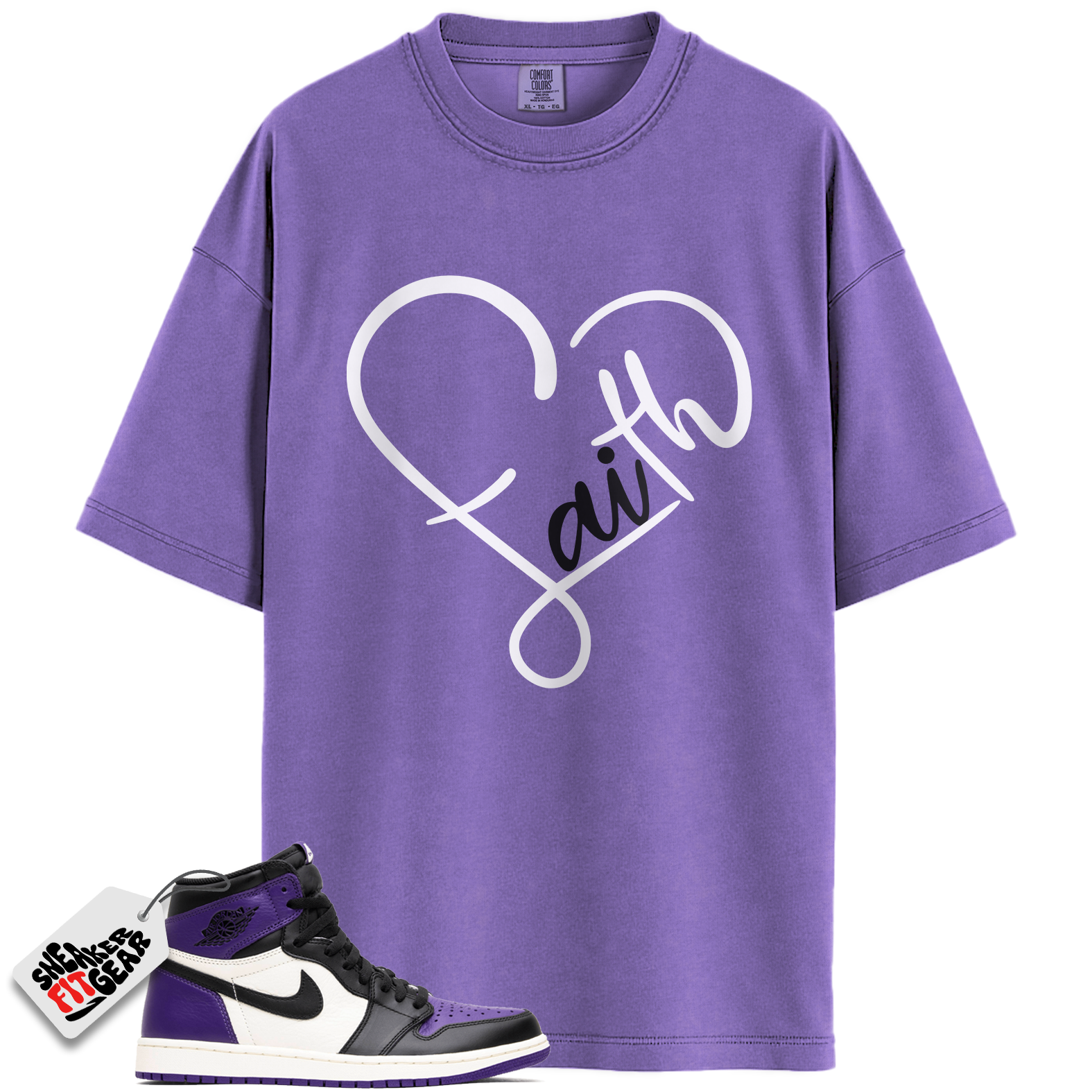 Jordan 1 Retro High Court Purple White Match Shirts, FAITH To Match Jordan 1 Retro High Court Purple White