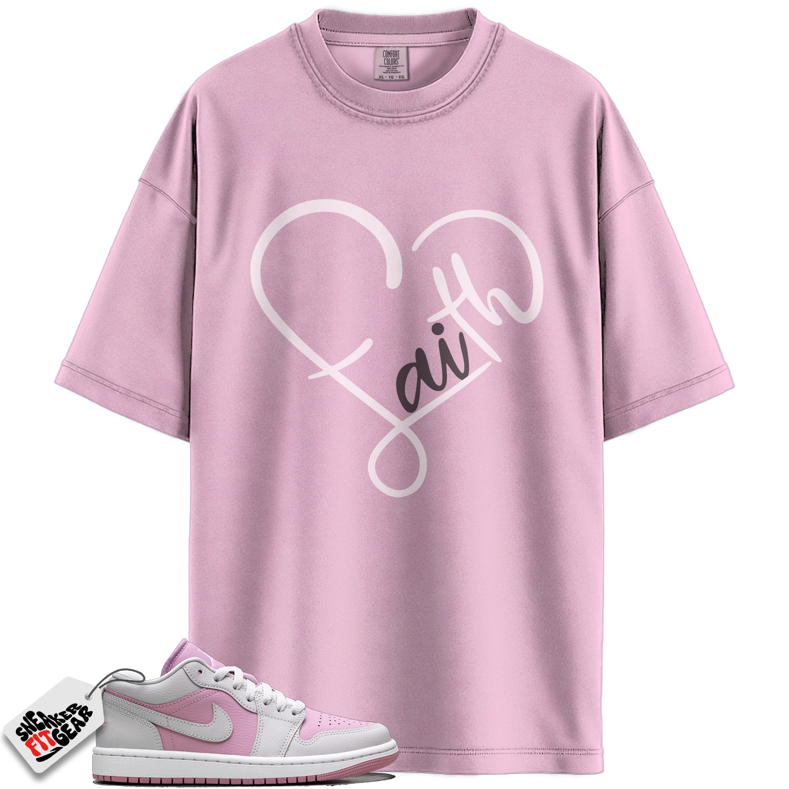 Women's Jordan 1 Low Orchid Neutral Grey Match Shirts, FAITH To Match Women's Jordan 1 Low Orchid Neutral Grey Main image