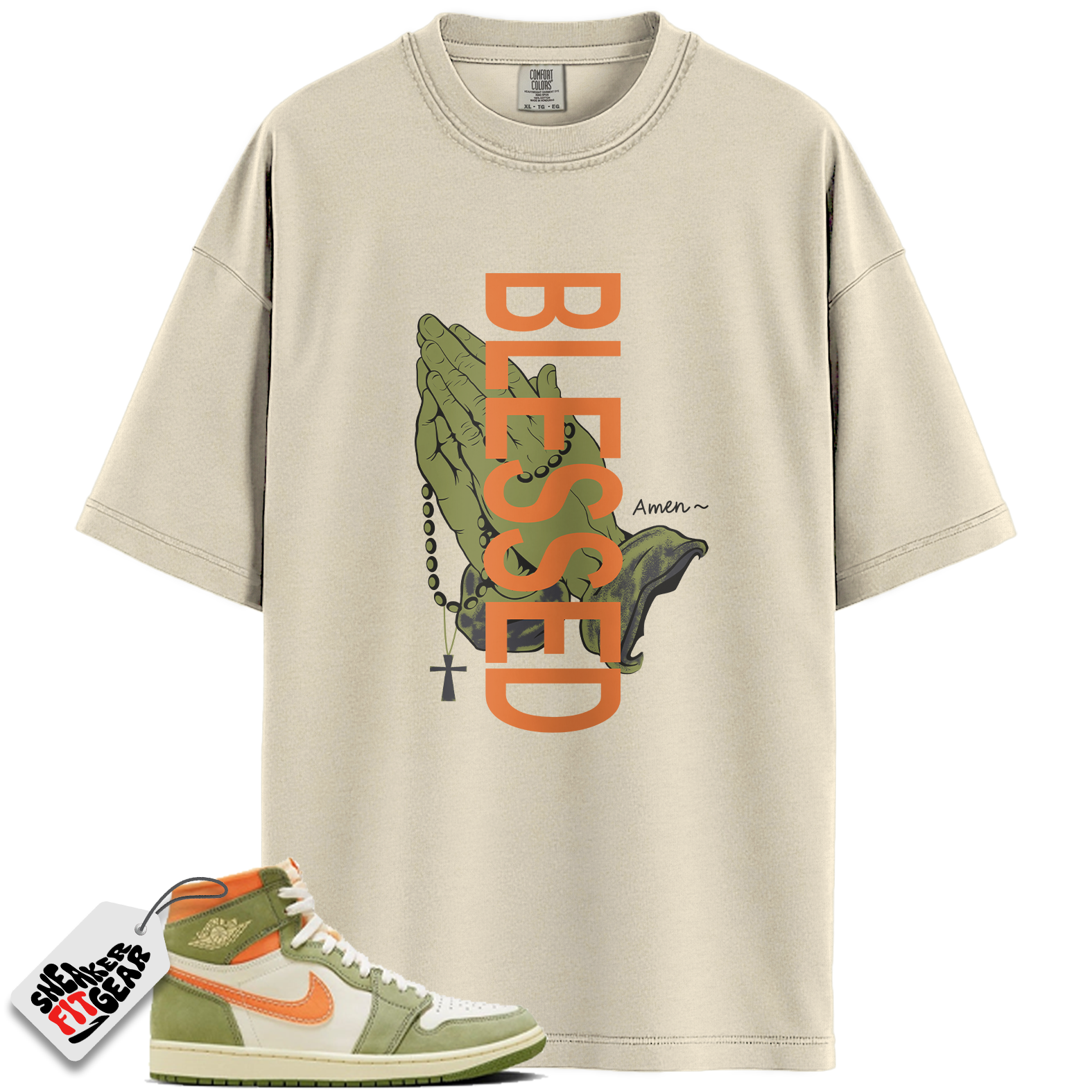 Jordan 1 High OG Craft Celadon Match Shirts, Blessed Hands To Match Jordan 1 High OG Craft Celadon