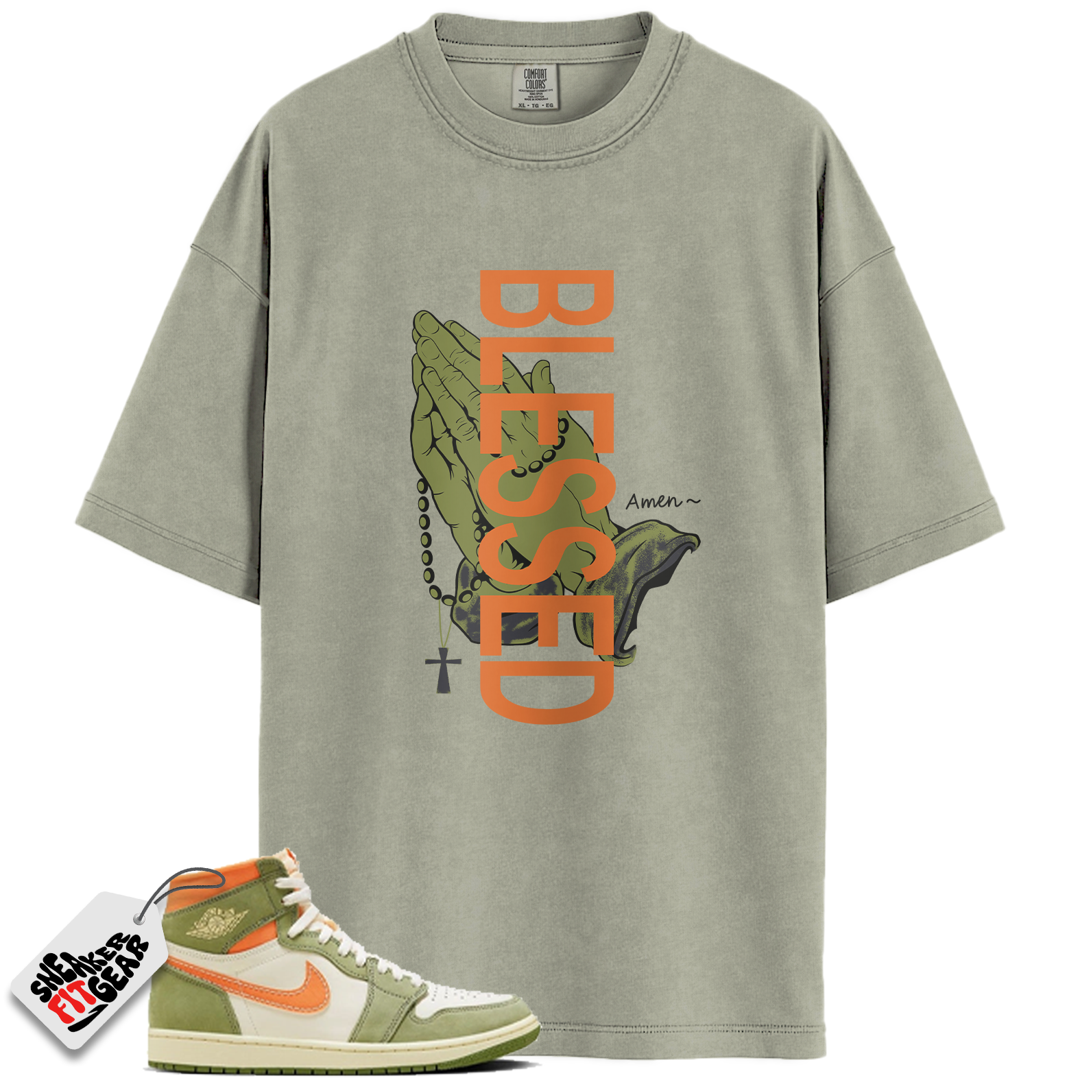 Jordan 1 High OG Craft Celadon Match Shirts, Blessed Hands To Match Jordan 1 High OG Craft Celadon