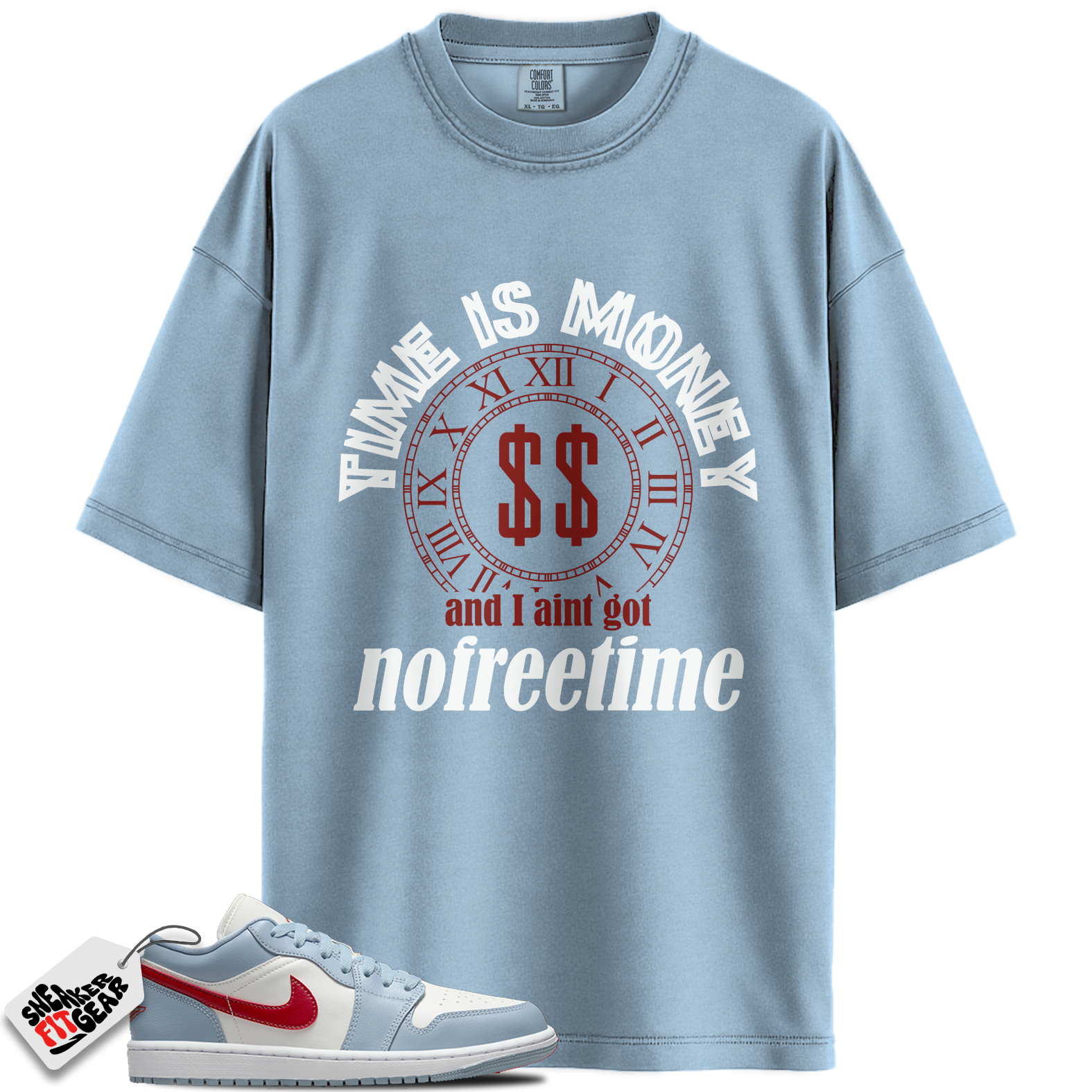 Jordan 1 Low Blue Whisper Dune Red Match Shirts, Free Time Shirt To Match Jordan 1 Low Blue Whisper Dune Red