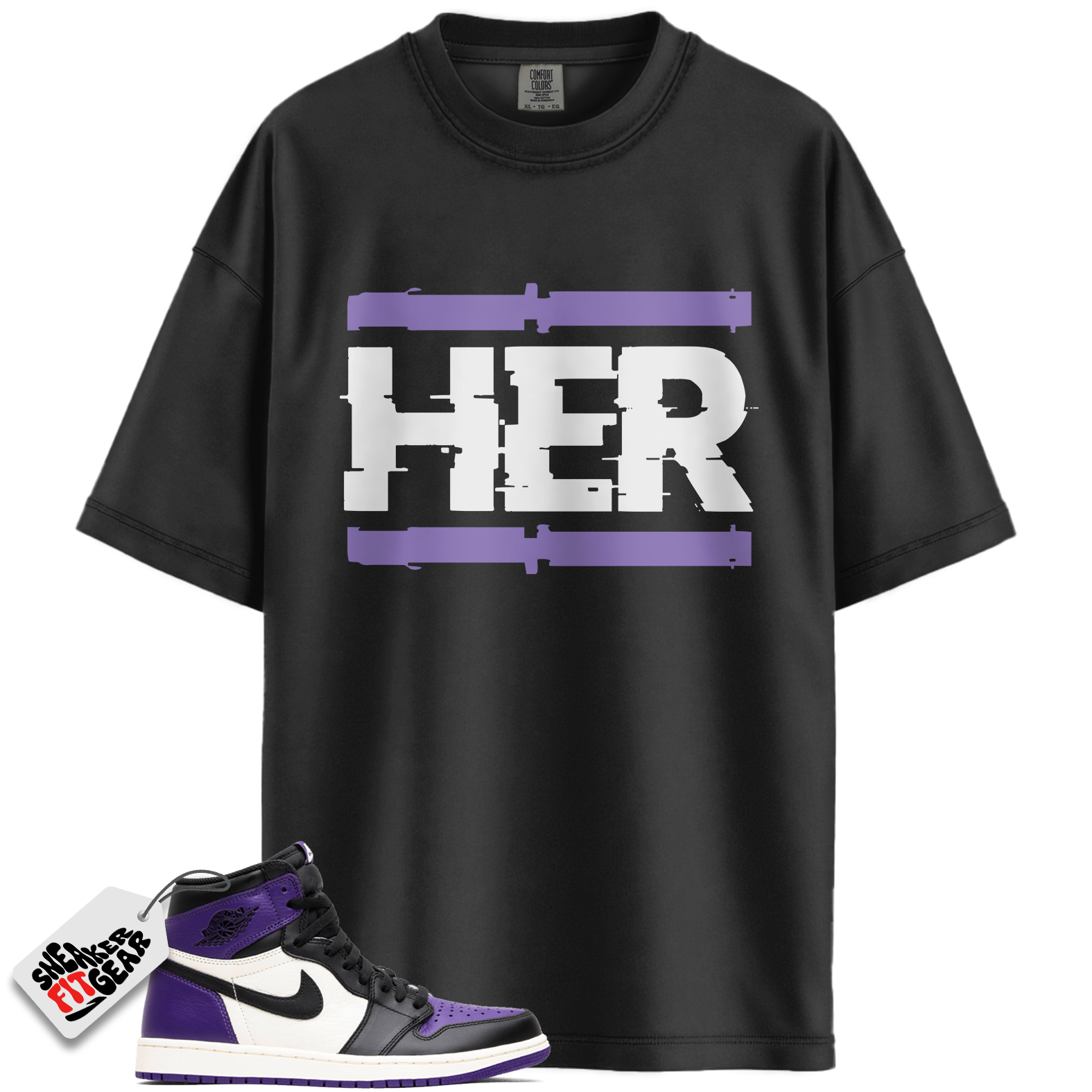 Jordan 1 Retro High Court Purple White Match Shirts, HER To Match Jordan 1 Retro High Court Purple White