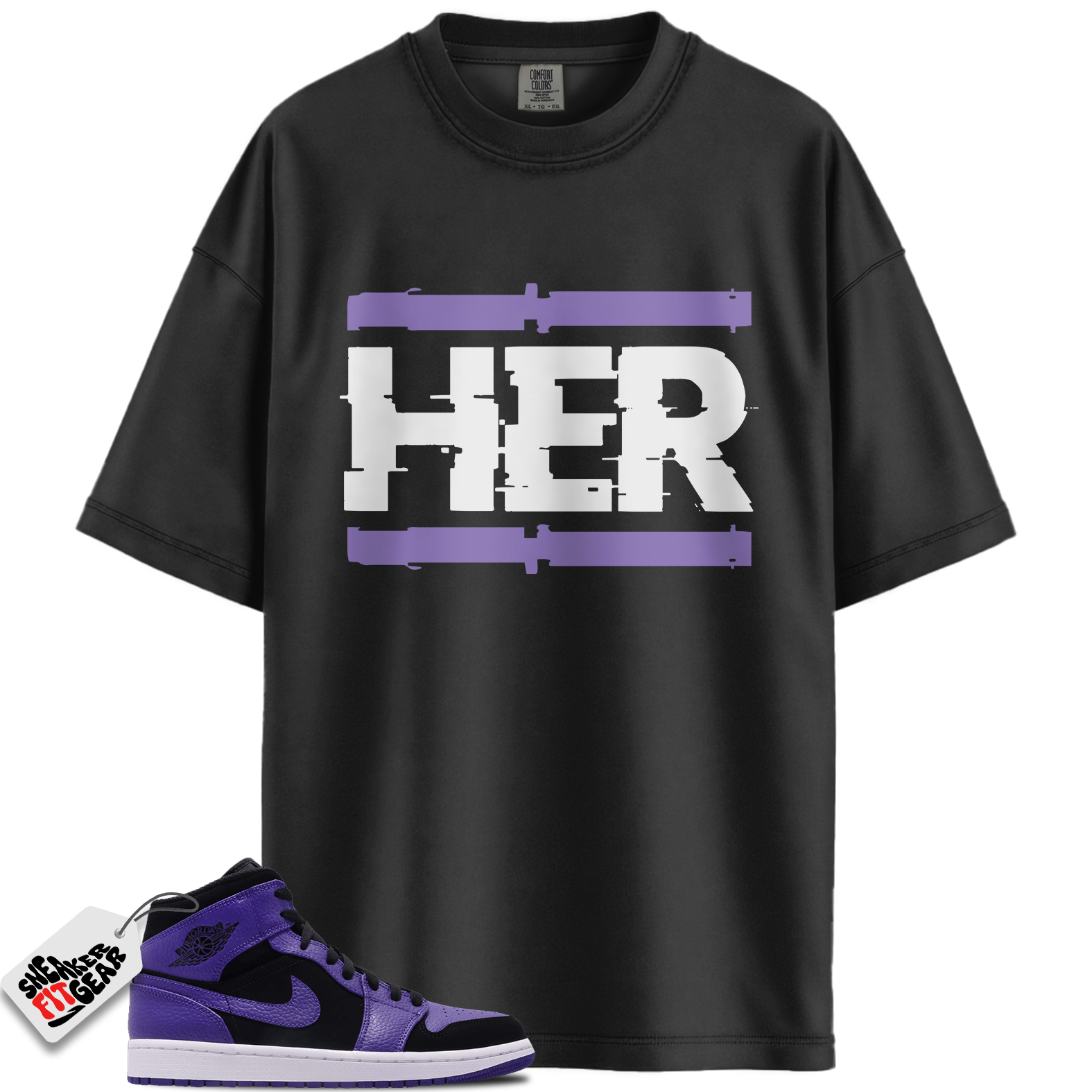 Jordan 1 Mid Purple Black Match Shirts, HER To Match Jordan 1 Mid Purple Black