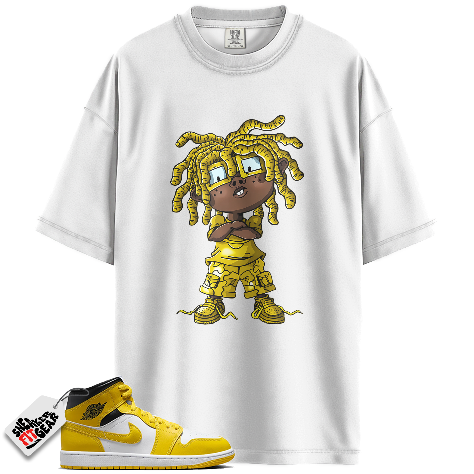 Women's Jordan 1 Mid Vivid Sulfur Match Shirts, CHONGO To Match Women's Jordan 1 Mid Vivid Sulfur