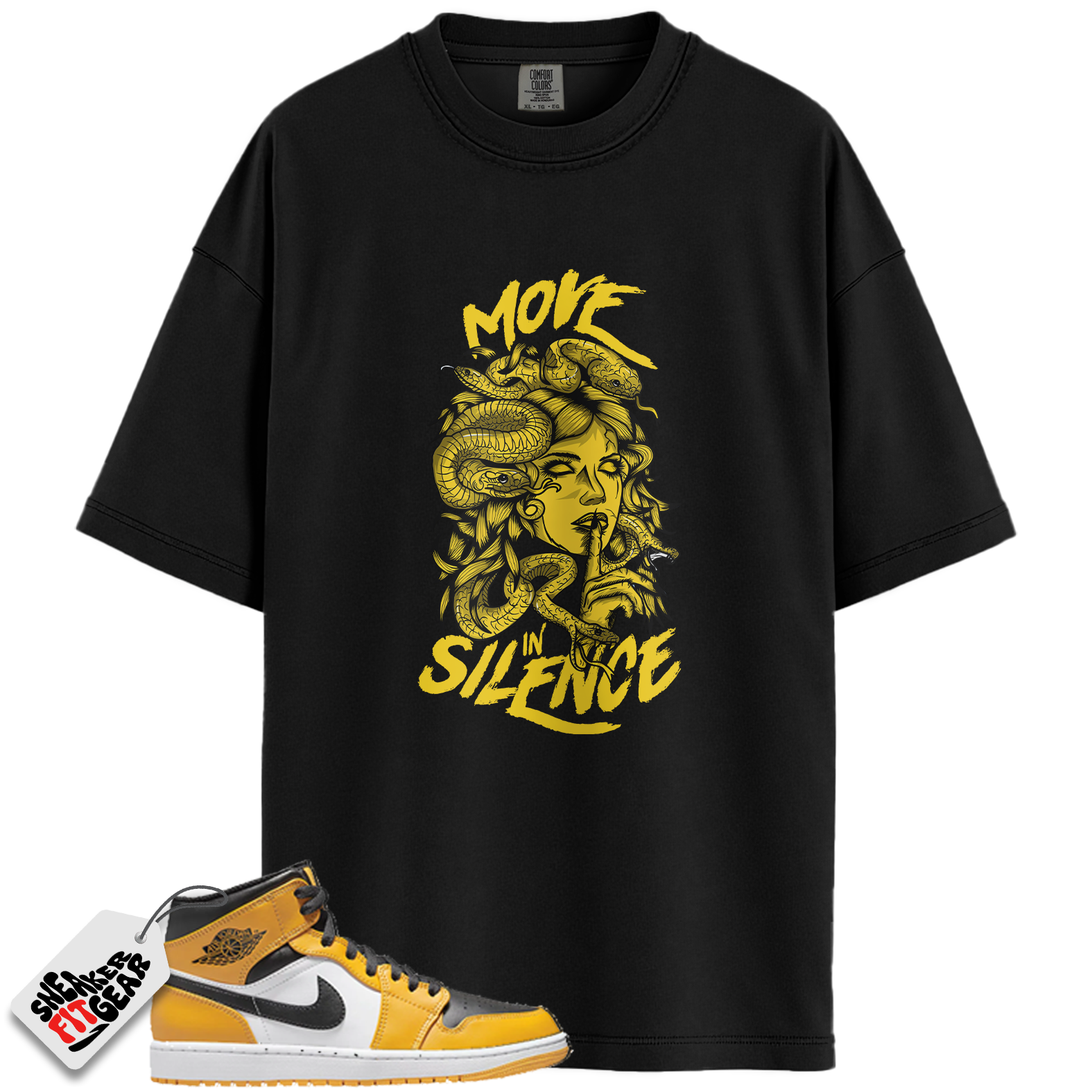 Jordan 1 Retro High OG Yellow Toe Taxi Match Shirts, Move In Silence Shirt To Match  Jordan 1 Retro High OG Yellow Toe Taxi