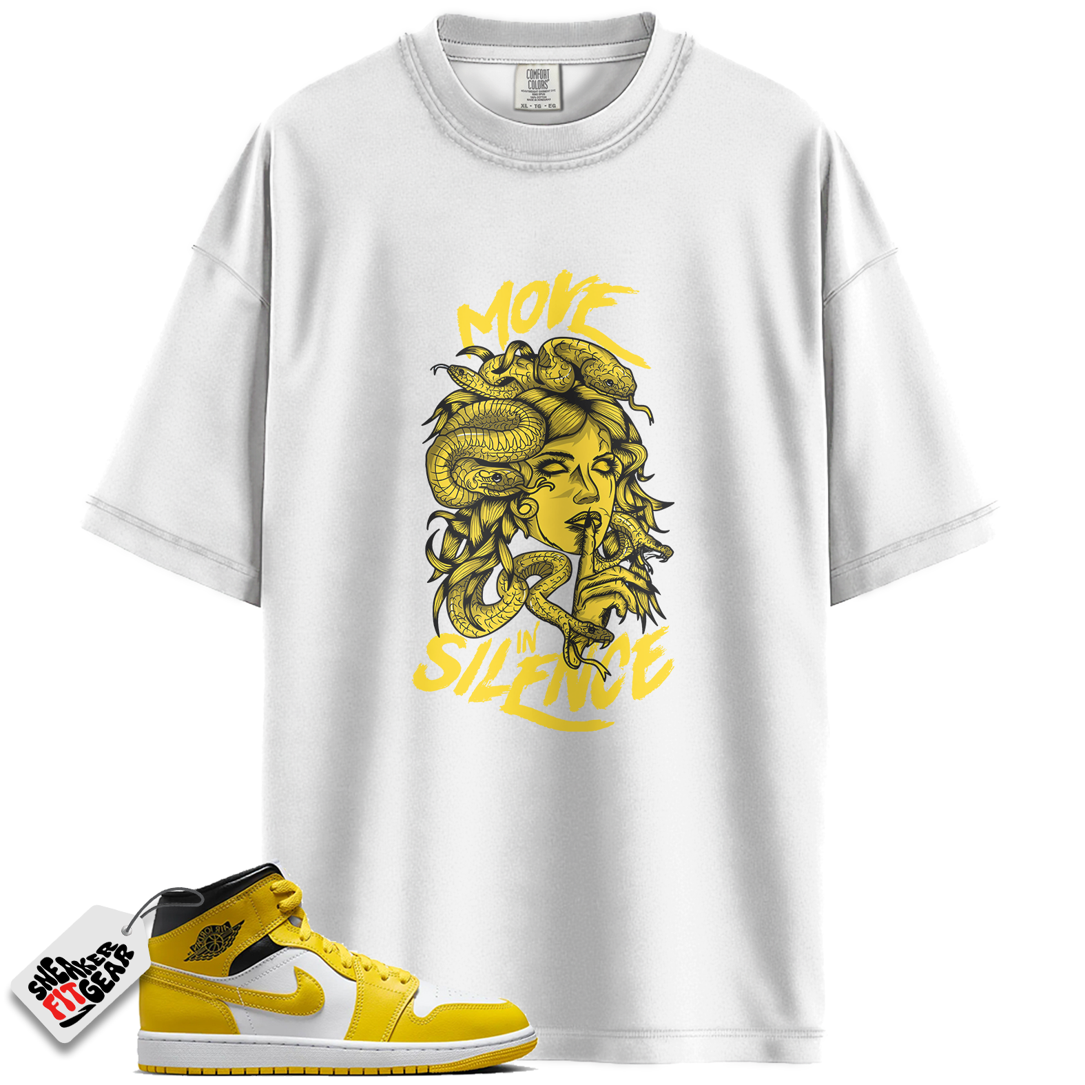Women's Jordan 1 Mid Vivid Sulfur Match Shirts, Move In Silence Shirt To Match Women's Jordan 1 Mid Vivid Sulfur Main image