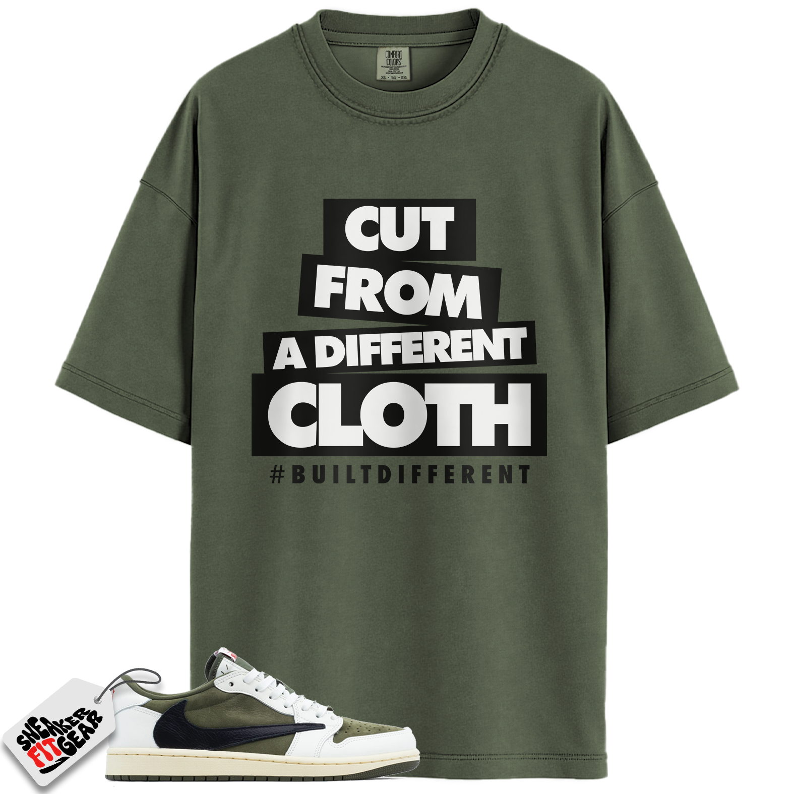 Jordan 1 Retro Low OG SP Travis Scott Medium Olive Match Shirts, Cut From A Different Cloth To Match Jordan 1 Retro Low OG SP Travis Scott Medium Olive