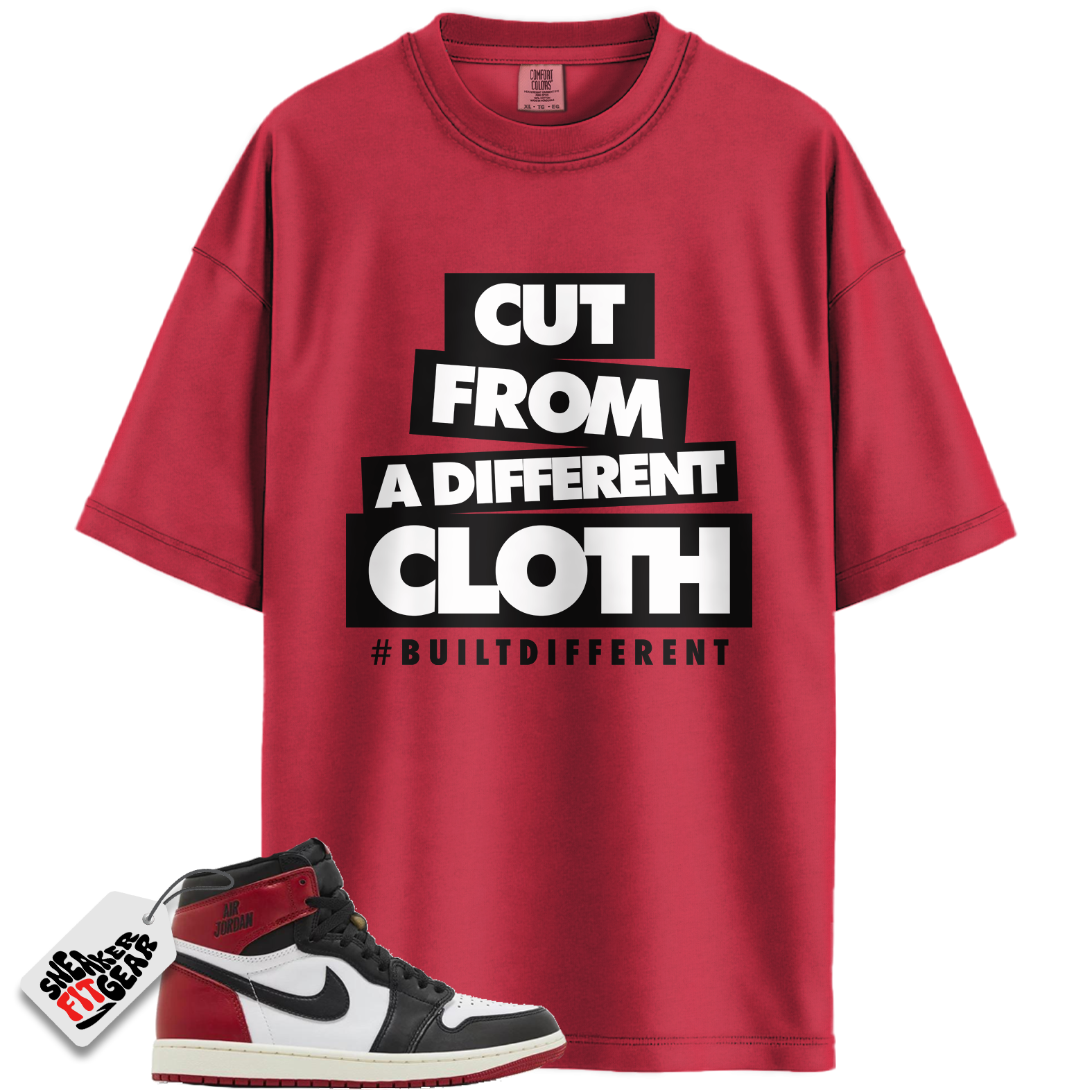 Jordan 1 Retro High OG Black Toe Reimagined Match Shirts, Cut From A Different Cloth To Match Jordan 1 Retro High OG Black Toe Reimagined