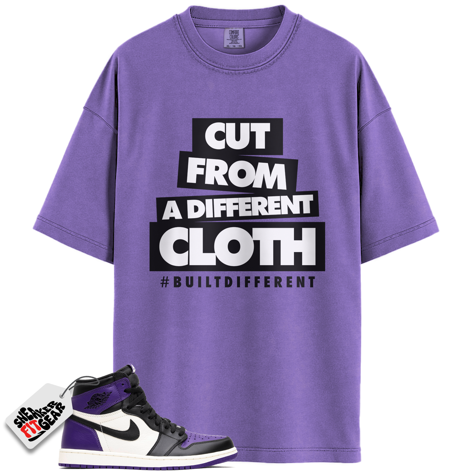 Jordan 1 Retro High Court Purple White Match Shirts, Cut From A Different Cloth To Match Jordan 1 Retro High Court Purple White Main image