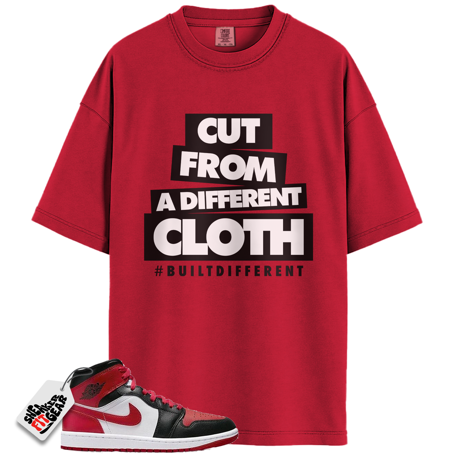 Jordan 1 Mid Alternate Bred Toe Match Shirts, Cut From A Different Cloth To Match  Jordan 1 Mid Alternate Bred Toe