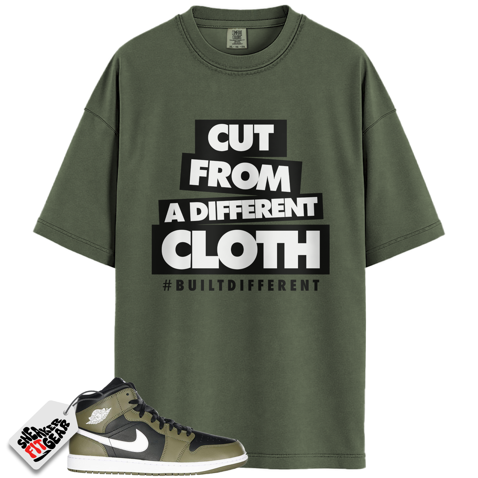 Jordan 1 Mid Black White Olive Match Shirts, Cut From A Different Cloth To Match Jordan 1 Mid Black White Olive
