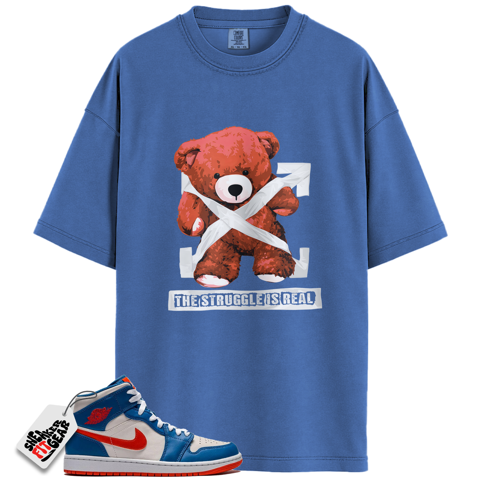 Jordan 1 Mid Knicks Game Royal Match Shirts, The Stuggle is Real T-Shirt To Match Jordan 1 Mid Knicks Game Royal Main image