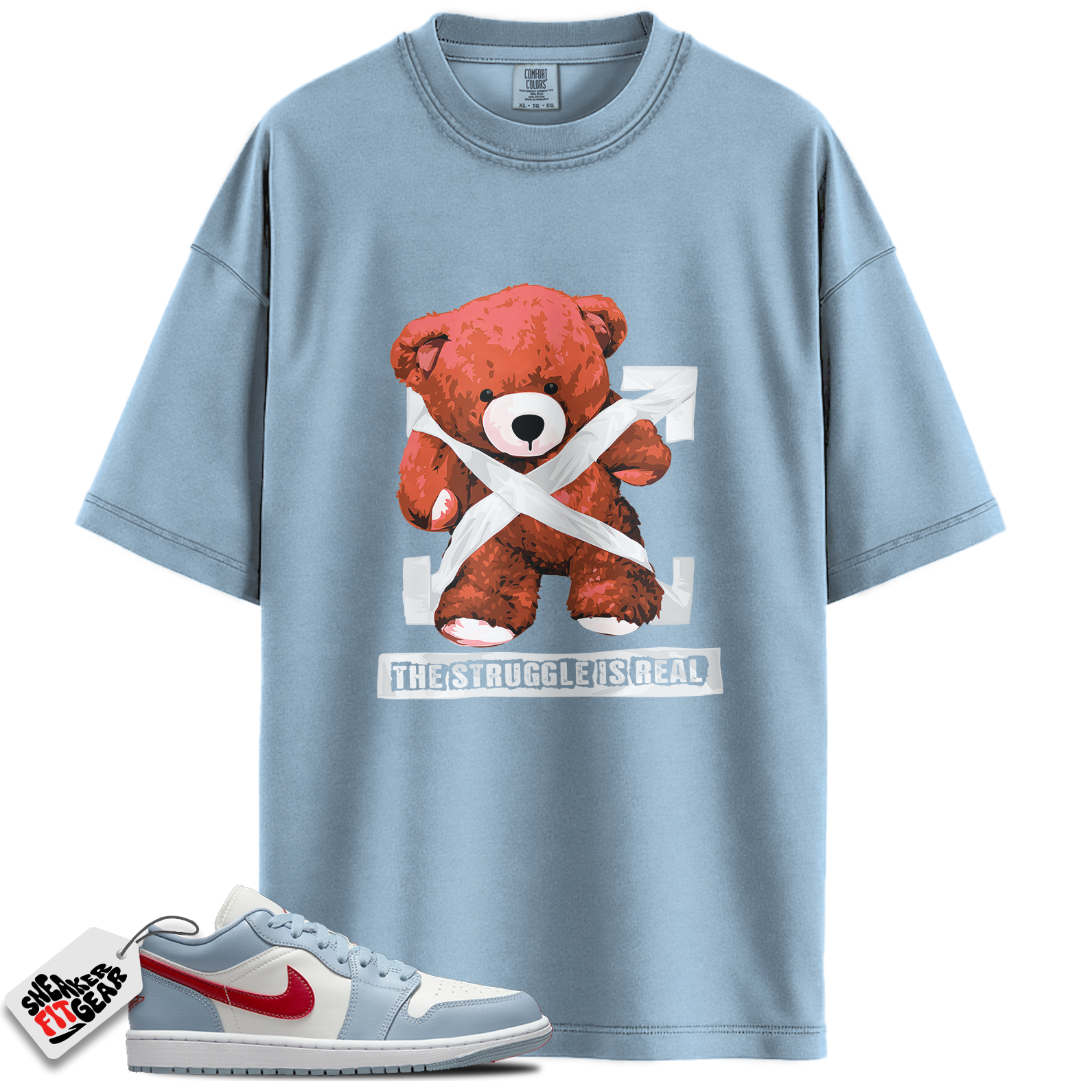 Jordan 1 Low Blue Whisper Dune Red Match Shirts, The Stuggle is Real T-Shirt To Match Jordan 1 Low Blue Whisper Dune Red