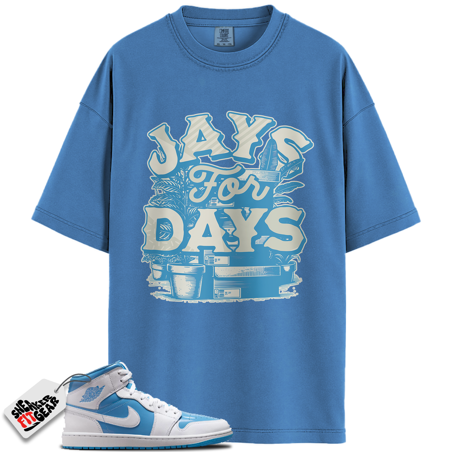 Jordan 1 Mid Legend Blue Match Shirts, Stacked Sneaker Shirt To Match Jordan 1 Mid Legend Blue Main image