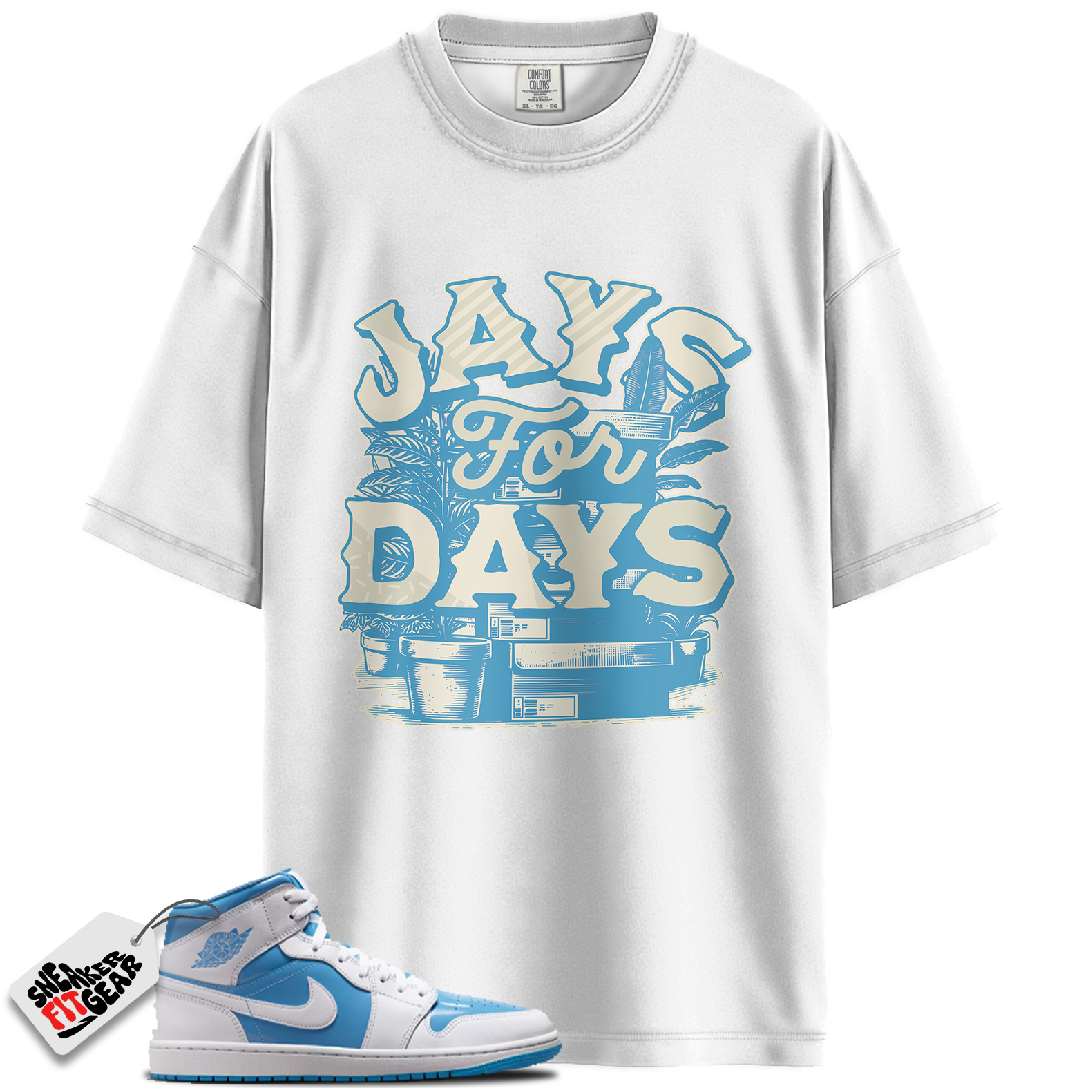Jordan 1 Mid Legend Blue Match Shirts, Stacked Sneaker Shirt To Match Jordan 1 Mid Legend Blue