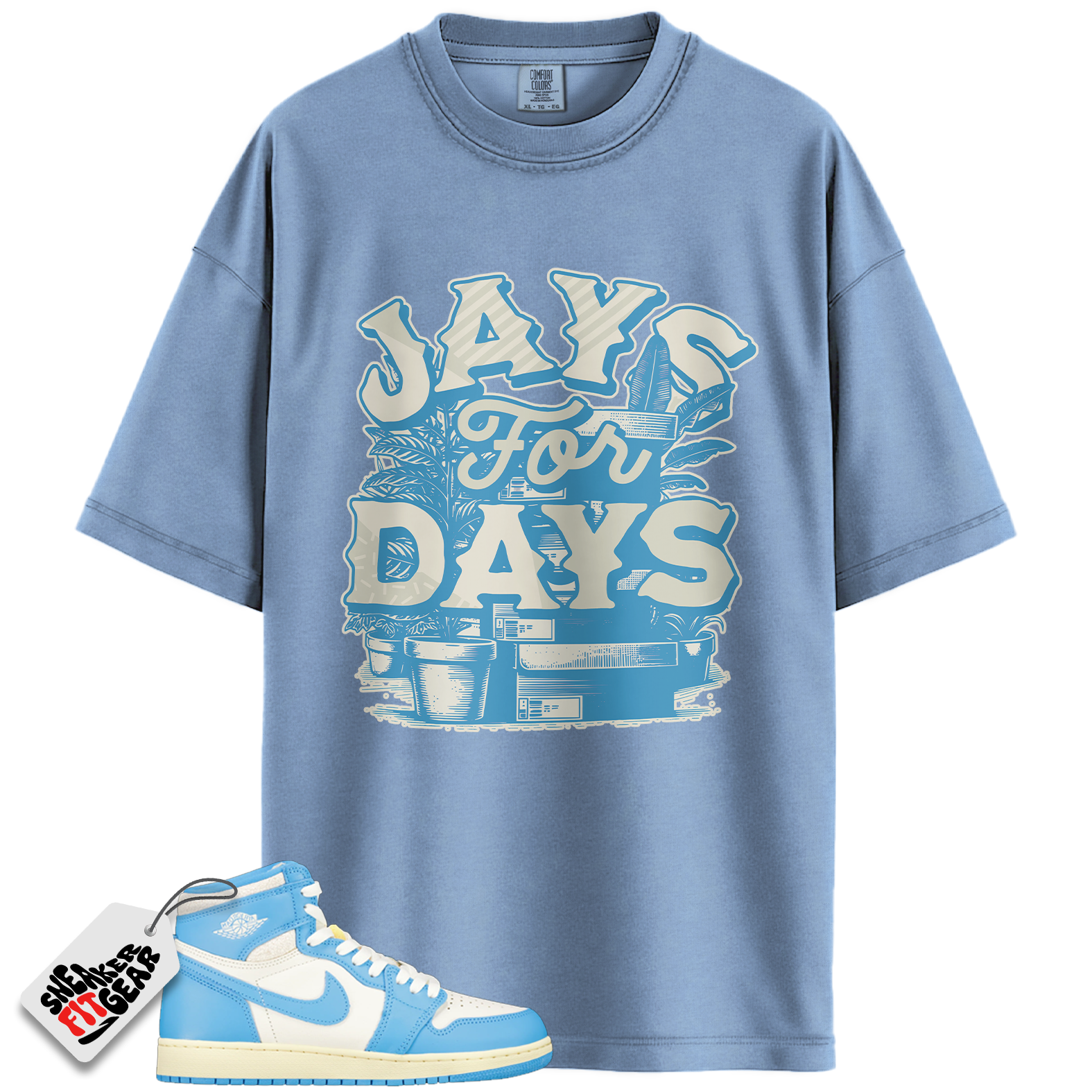 Jordan 1 Retro High OG UNC Reimagined Match Shirts, Stacked Sneaker Shirt To Match Jordan 1 Retro High OG UNC Reimagined Main image