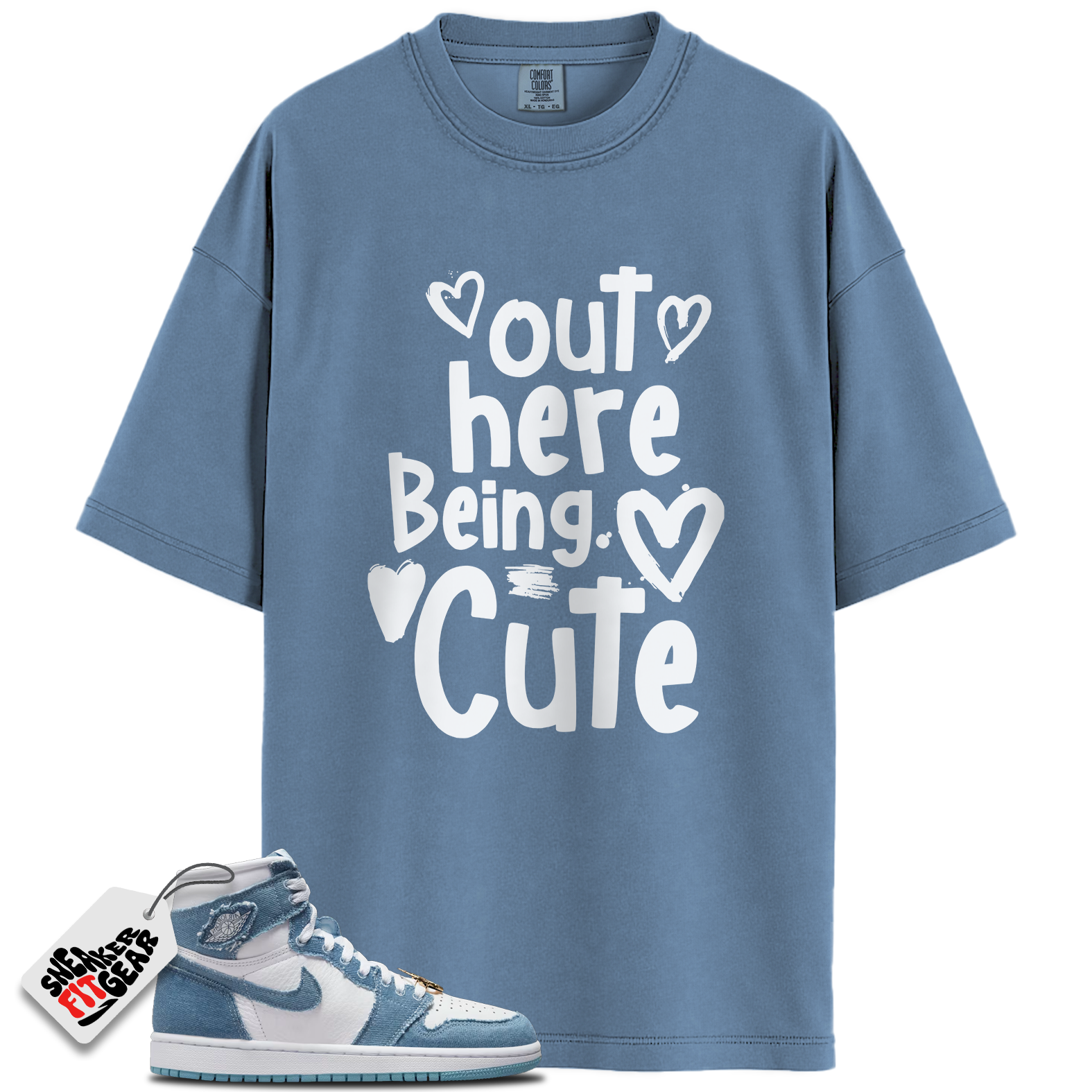 Women's 1s High OG Denim Match Shirts, Out Here Being Cute To Match Women's 1s High OG Denim