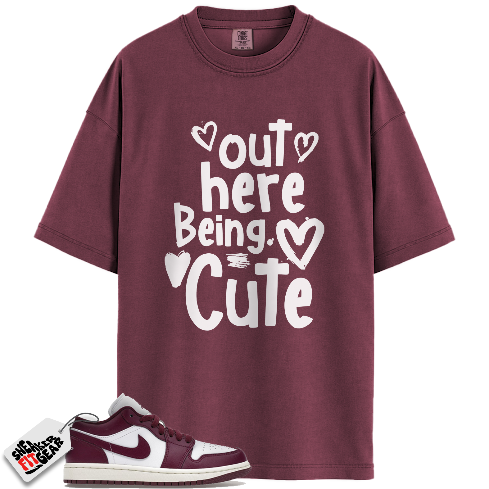 Jordan 1 Low Bordeaux Match Shirts, Out Here Being Cute To Match Jordan 1 Low Bordeaux