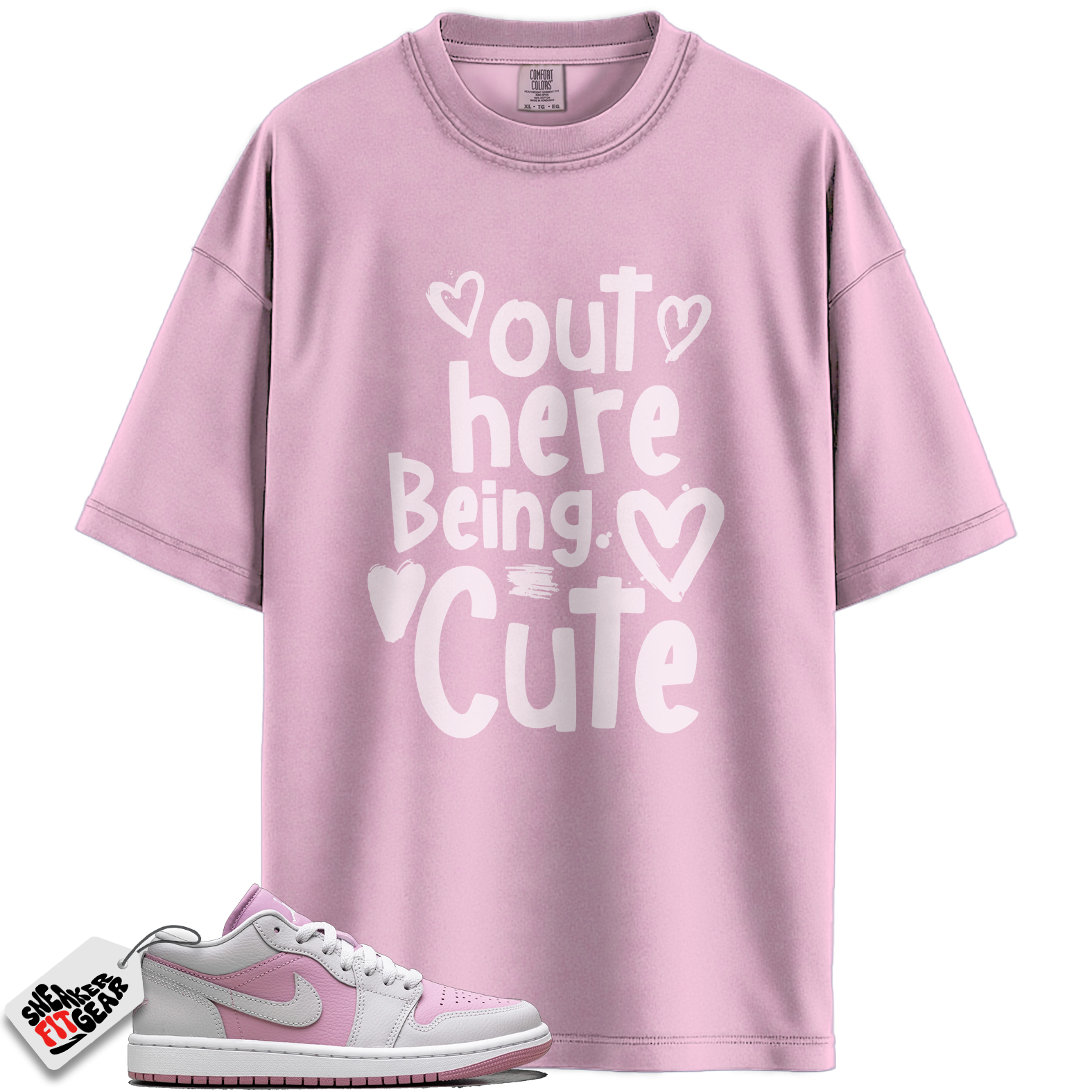 Women's Jordan 1 Low Orchid Neutral Grey Match Shirts, Out Here Being Cute To Match Women's Jordan 1 Low Orchid Neutral Grey Main image