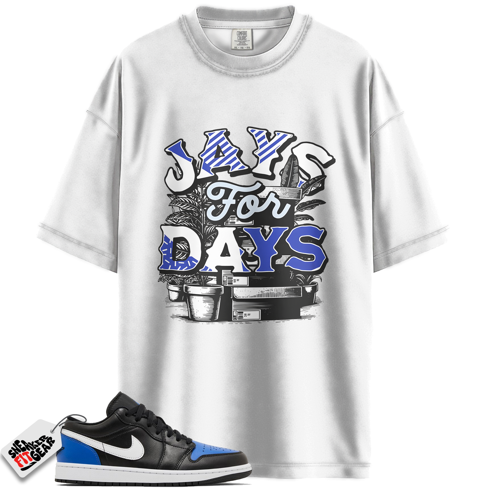 Jordan 1 Low Black Royal Toe Match Shirts, Stacked Sneaker Shirt To Match Jordan 1 Low Black Royal Toe