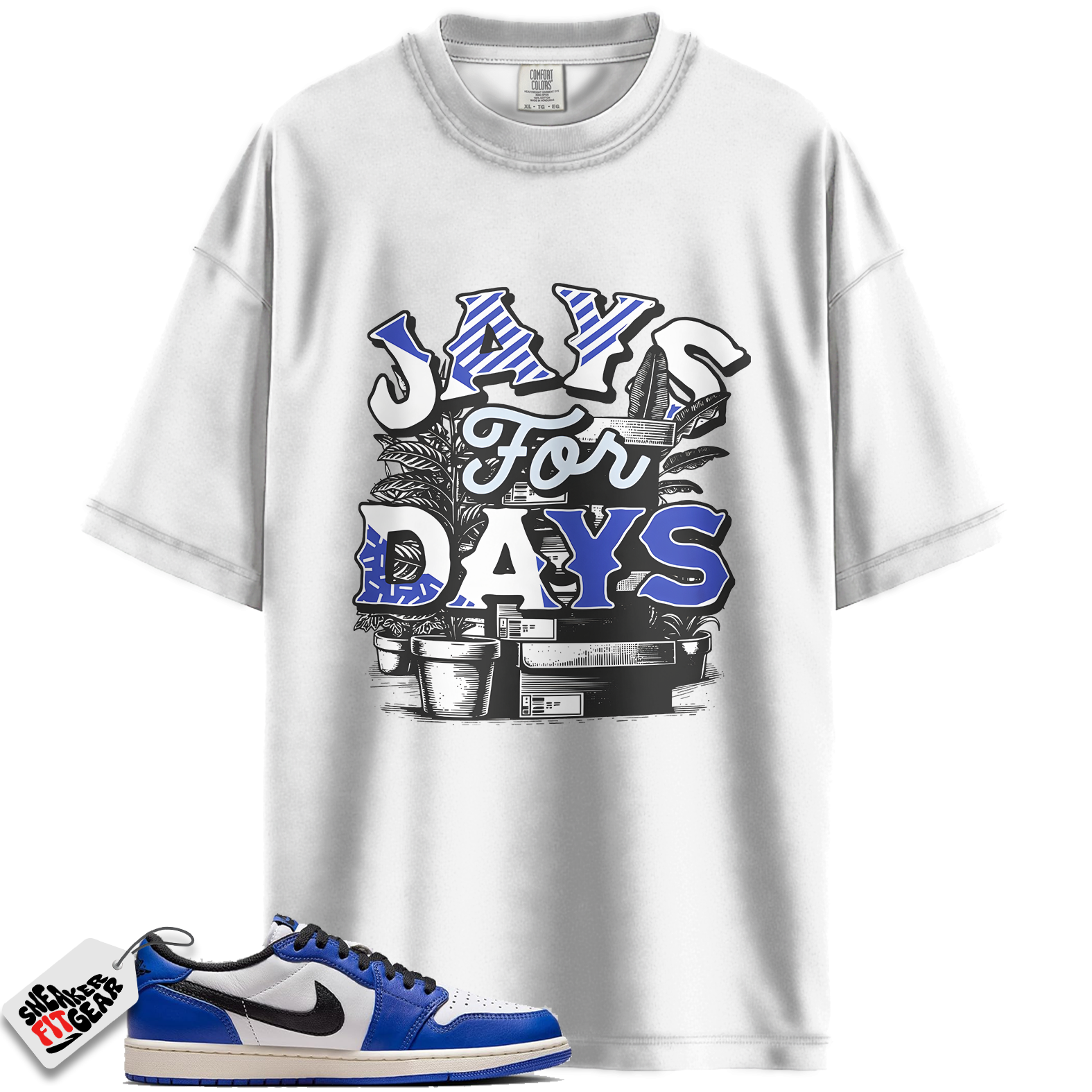 Jordan 1 Low Game Royal Style Match Shirts, Stacked Sneaker Shirt To Match Jordan 1 Low Game Royal Style