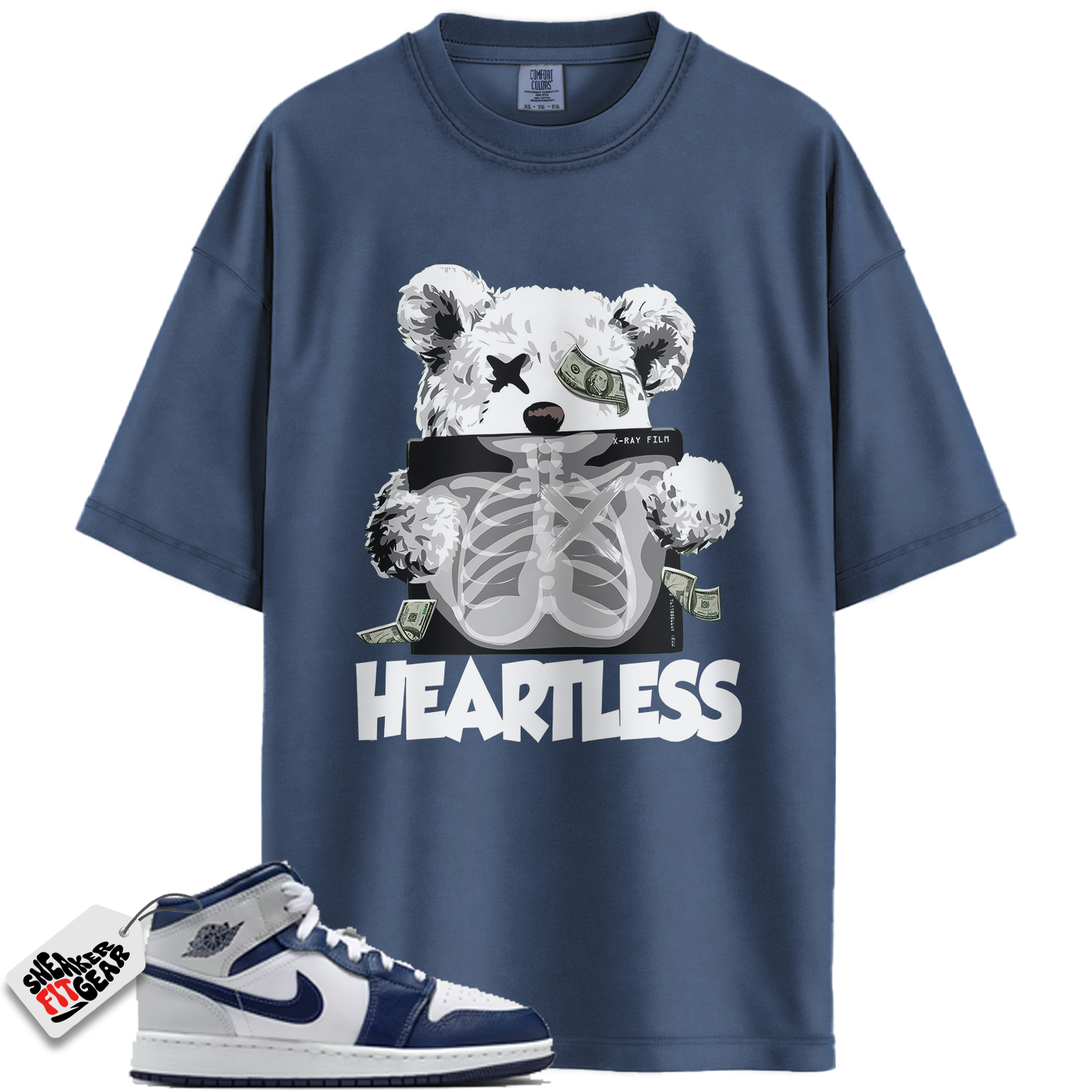 Jordan 1 Mid GS Light Smoke Grey Obsidian Match Shirts, HEARTLESS Shirt To Match Jordan 1 Mid GS Light Smoke Grey Obsidian