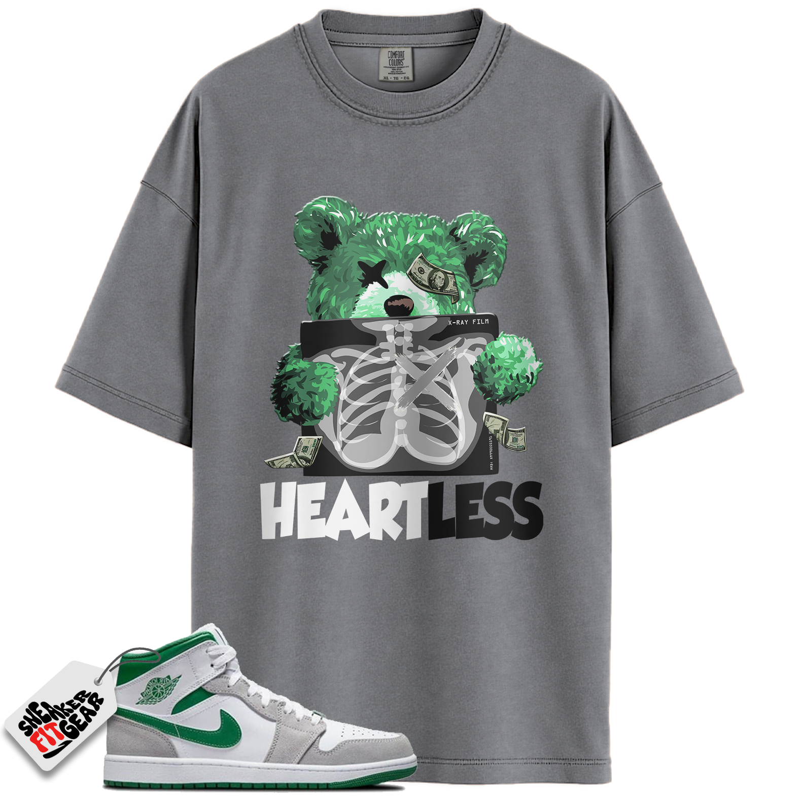 Jordan 1 Mid SE Grey Green Match Shirts, HEARTLESS Shirt To Match Jordan 1 Mid SE Grey Green